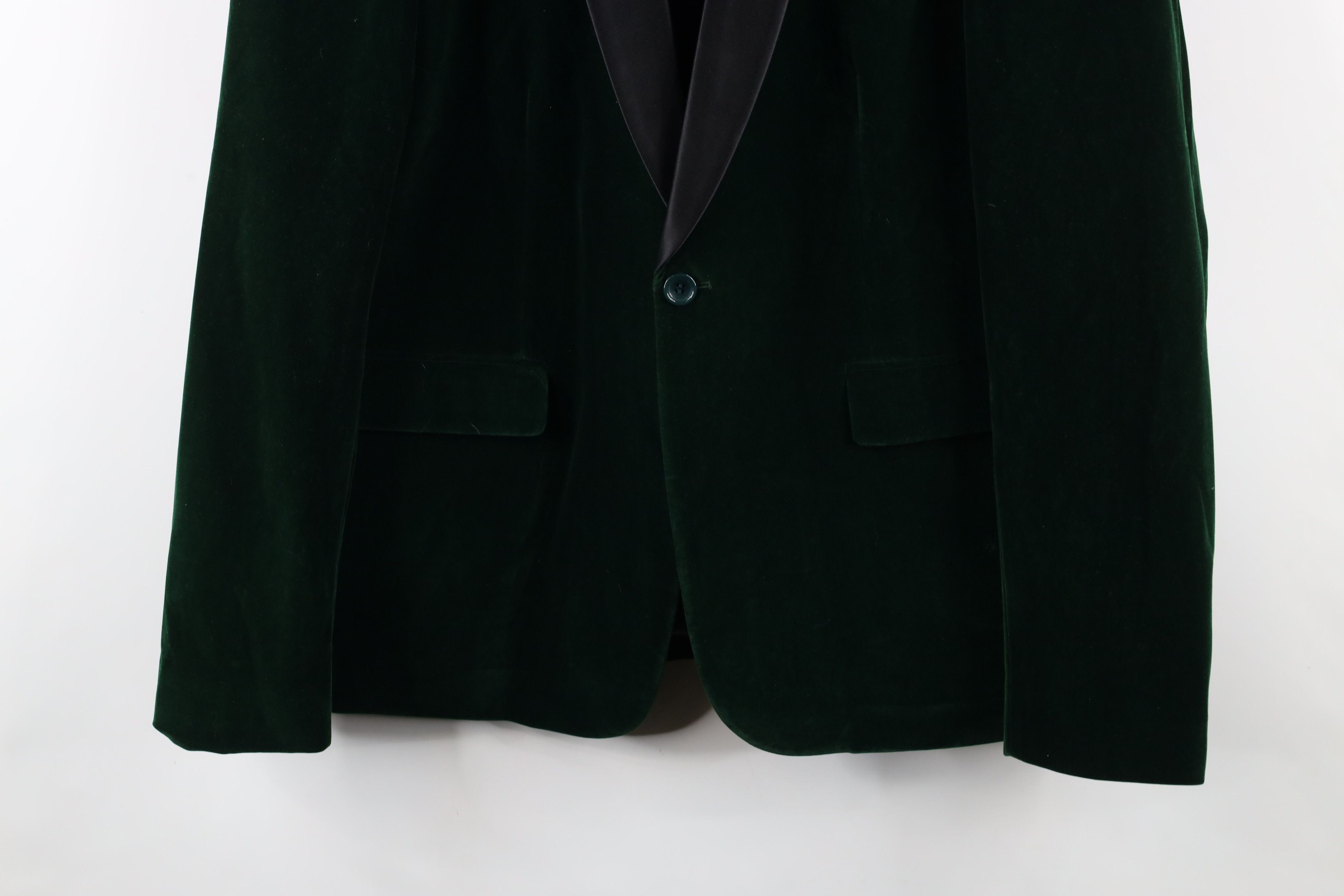 Vintage Rockabilly Velvet Velour One Button Blazer Suit Jacket Green Size US XL / EU 56 / 4 - 3 Thumbnail