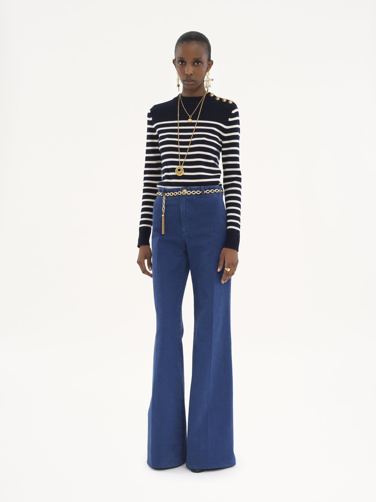 Chloe o1loc1c11125 Sailor Crewneck Sweater in Blue/White Size XS / US 0-2 / IT 36-38 - 2 Thumbnail