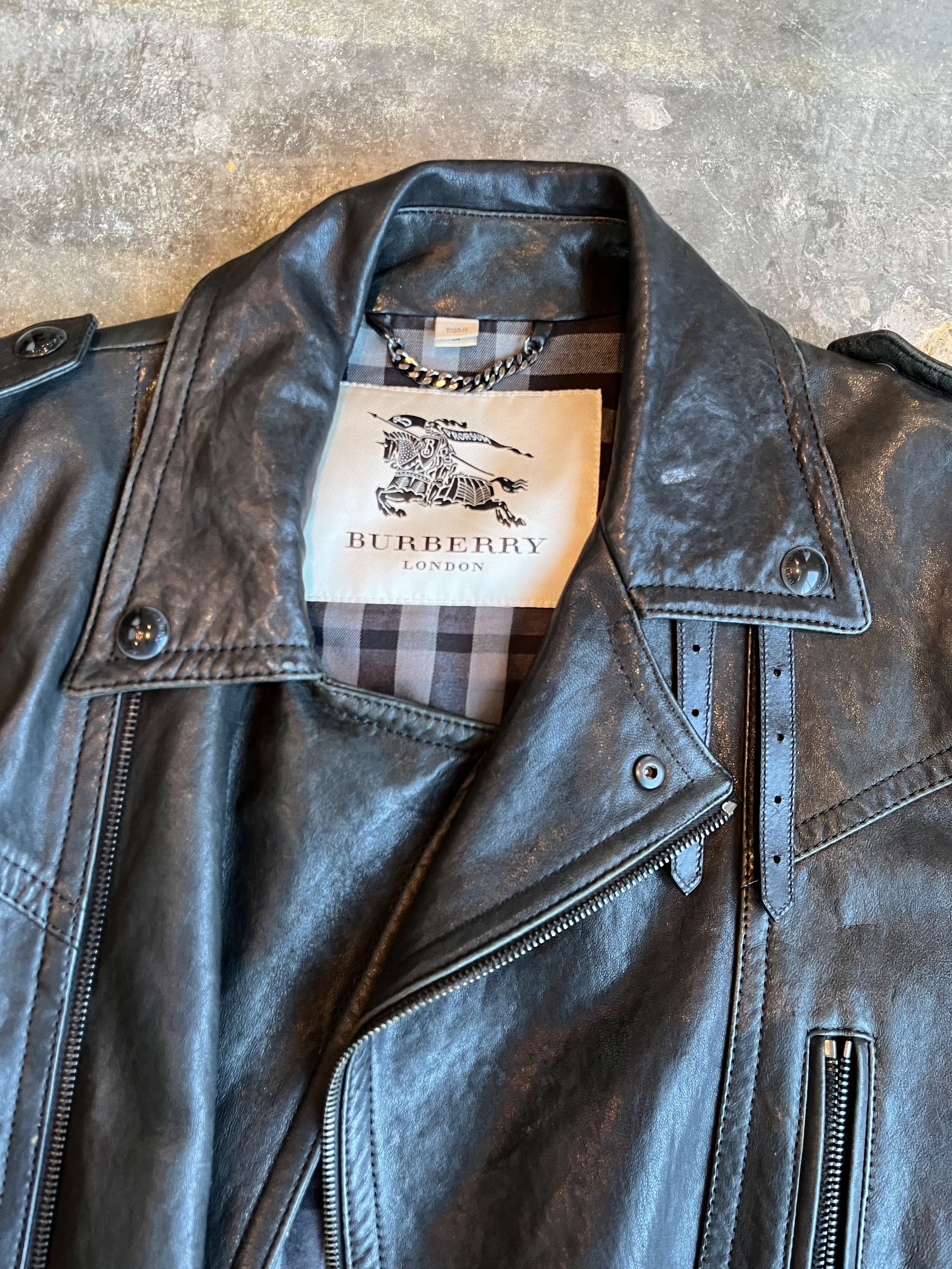 Burberry Burberry Leather Moto Jacket Size US L / EU 52-54 / 3 - 3 Thumbnail