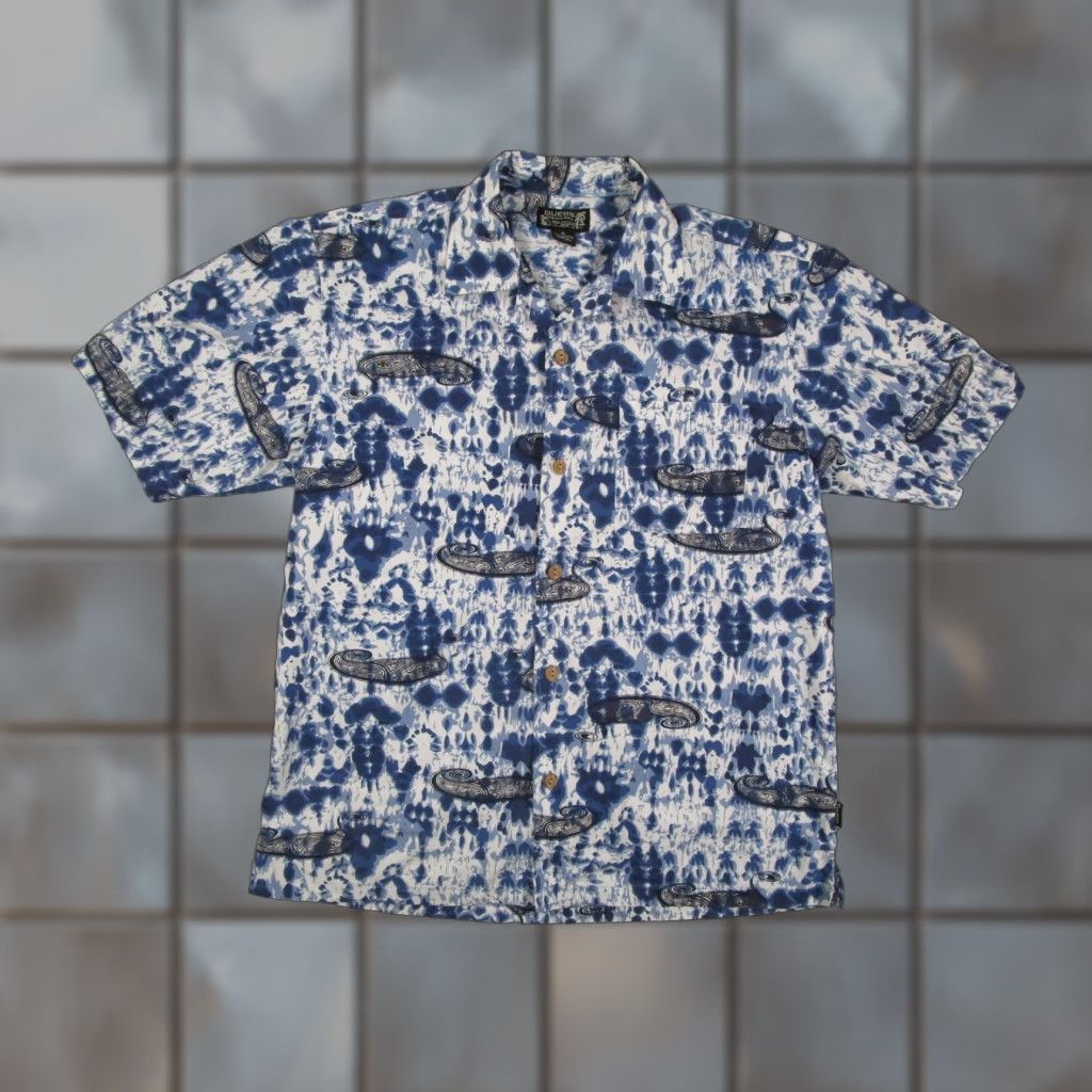 Guess VINTAGE GUESS Island Soul Shirt Mens M Blue Hawaiian Graphic Print 90s Cotton Button-Up Short Sleeve Tropical Size US M / EU 48-50 / 2 - 1 Thumbnail