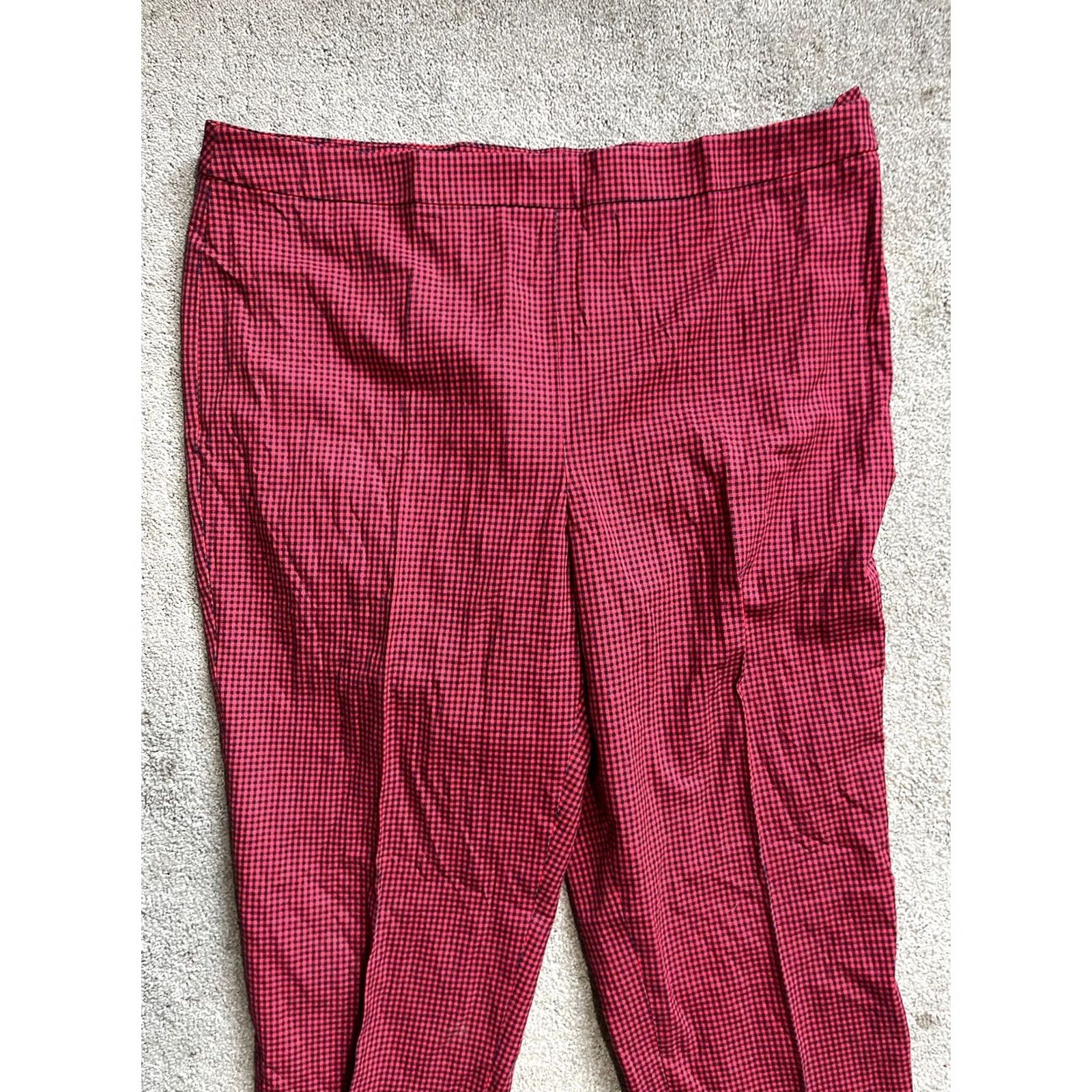 Talbots Talbots Chatham Ankle Pants Womens 18 Red Gingham Plaid Curvy Fit Size 40" / US 18 - 2 Thumbnail