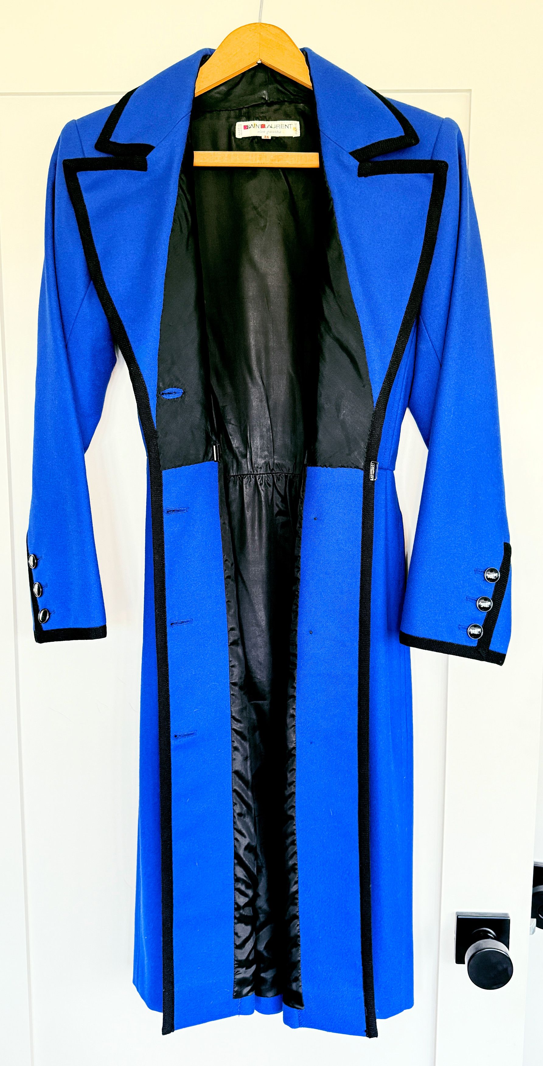 Yves Saint Laurent Rare Vintage 1980 Yves Saint Laurent Cobalt Blue Coat Dress Size XS / US 0-2 / IT 36-38 - 4 Thumbnail