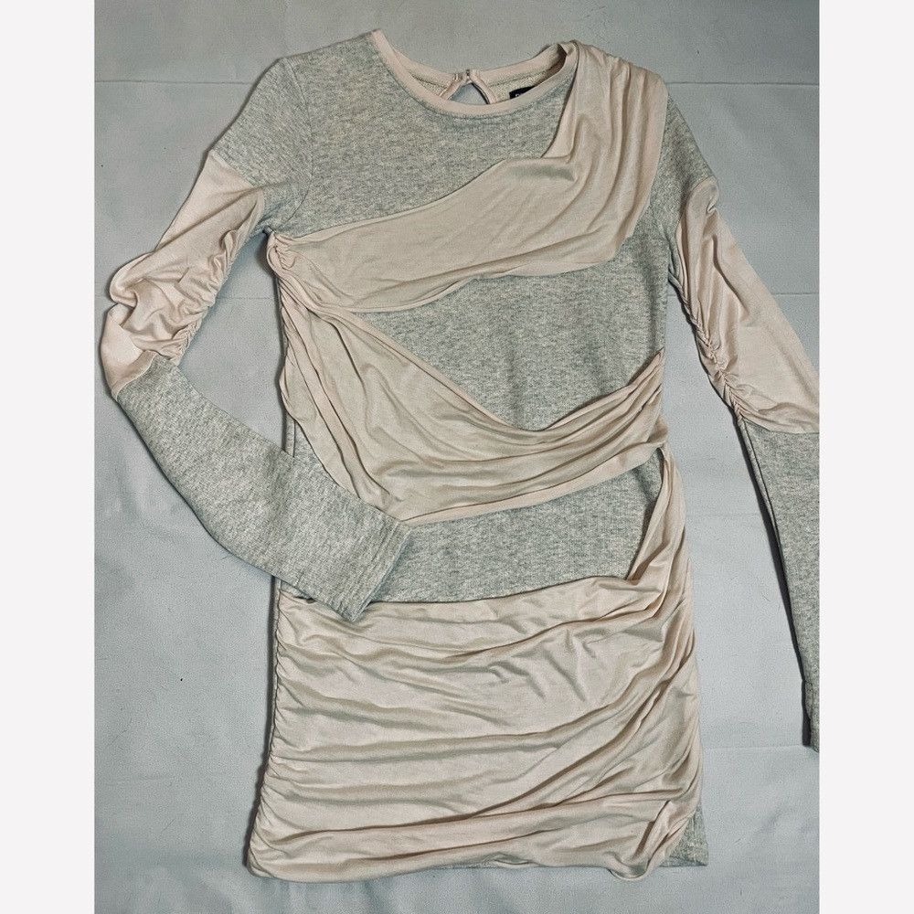 Other Pencey Standard Grey Pink Draped Long Sleeve Mini Dress Siz Size L / US 10 / IT 46 - 5 Thumbnail