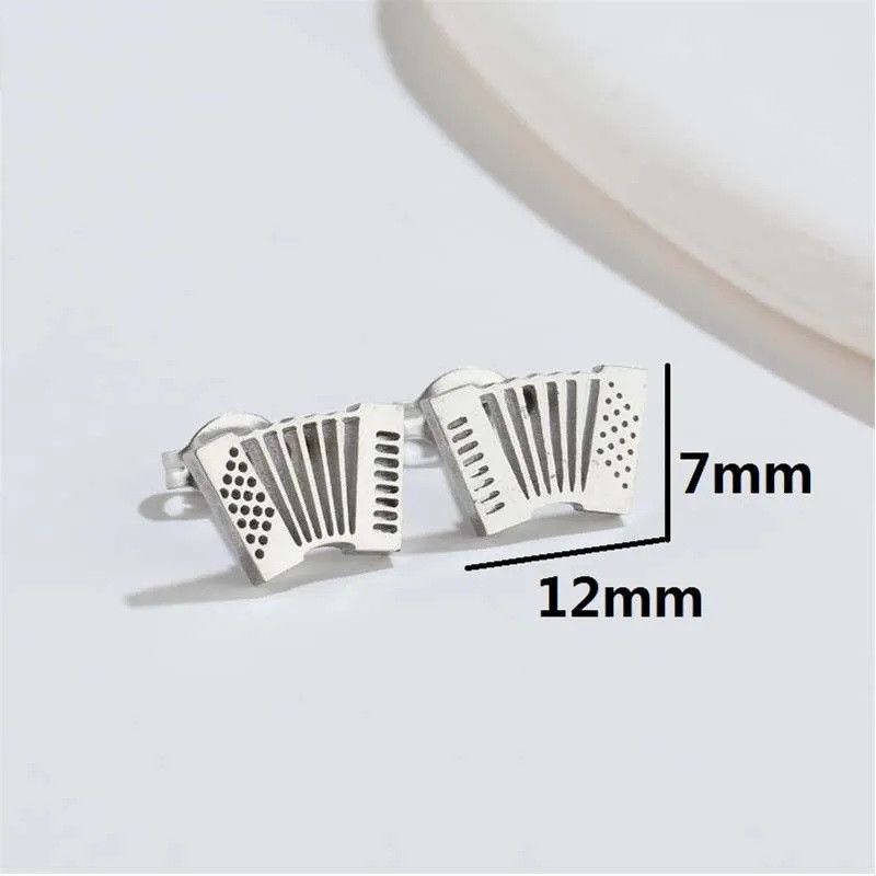 Jewelry Accordion Mini Stud Earrings Charm Earring Gift Size ONE SIZE - 2 Thumbnail