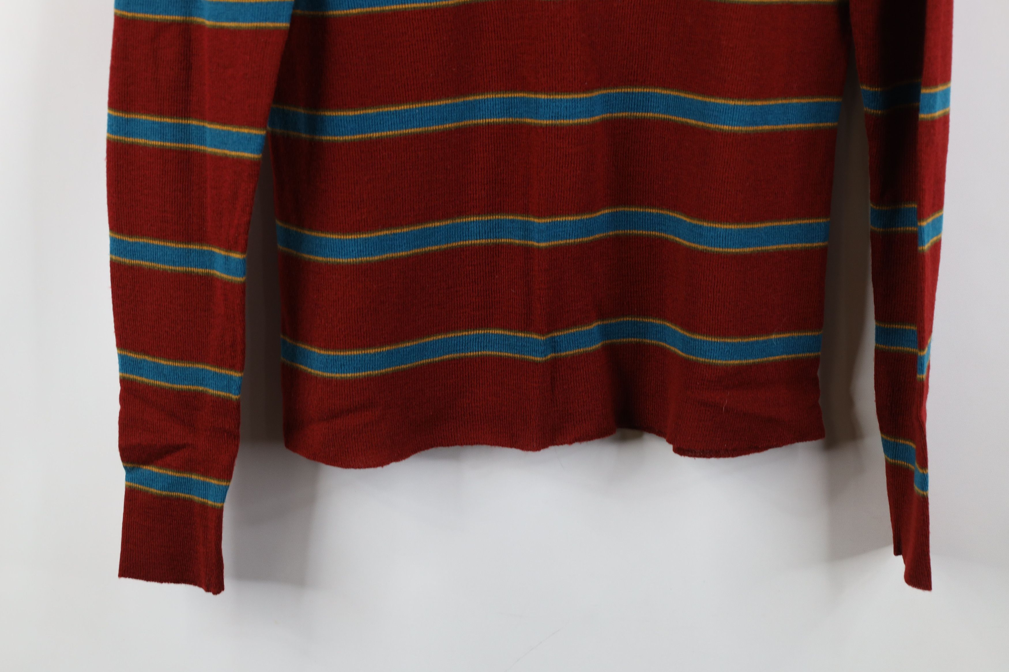 Vintage Vintage 70s Streetwear Blend Knit Striped Turtleneck Sweater Size L / US 10 / IT 46 - 9 Thumbnail