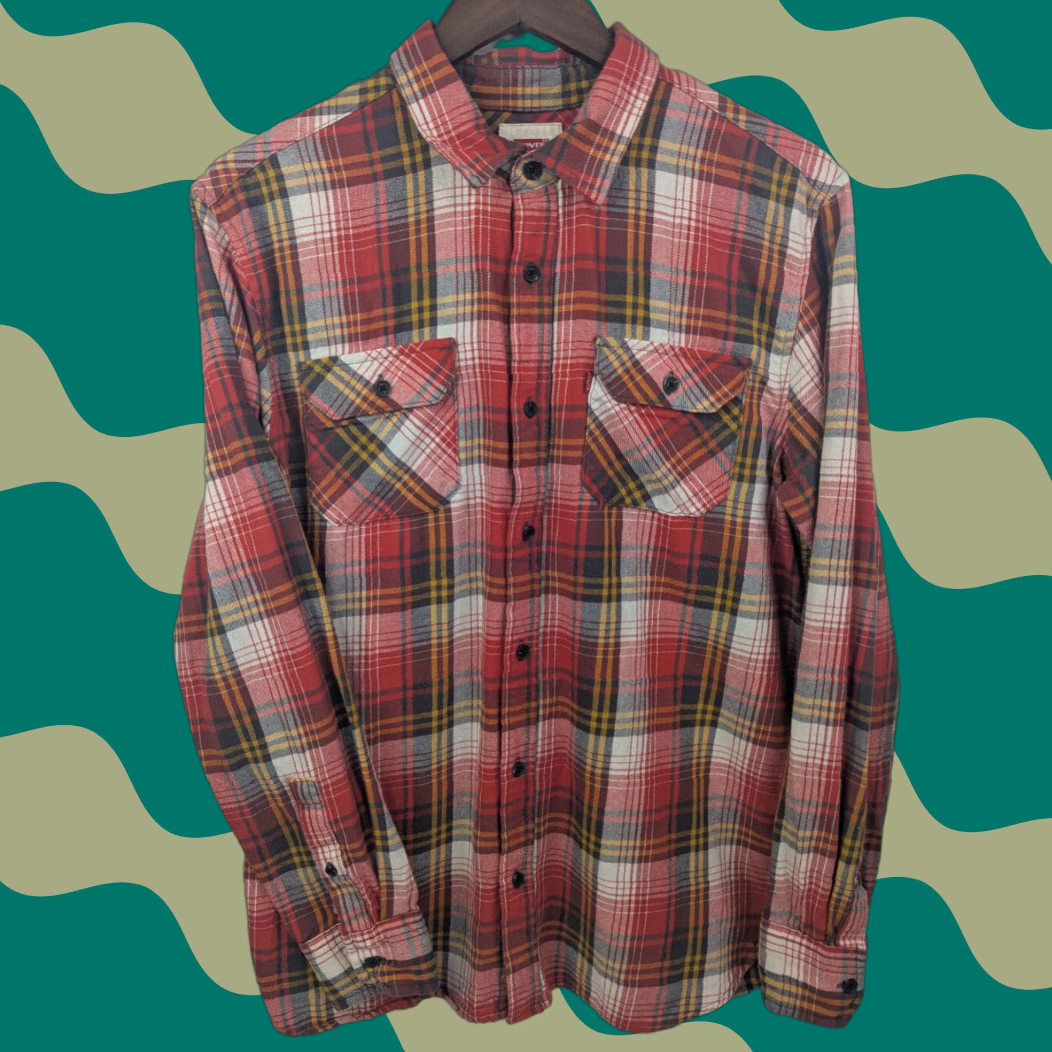Levi's Levi's Button Red Western Plaid Flannel Shirt Long Sleeve Men's Medium Size US M / EU 48-50 / 2 - 1 Thumbnail