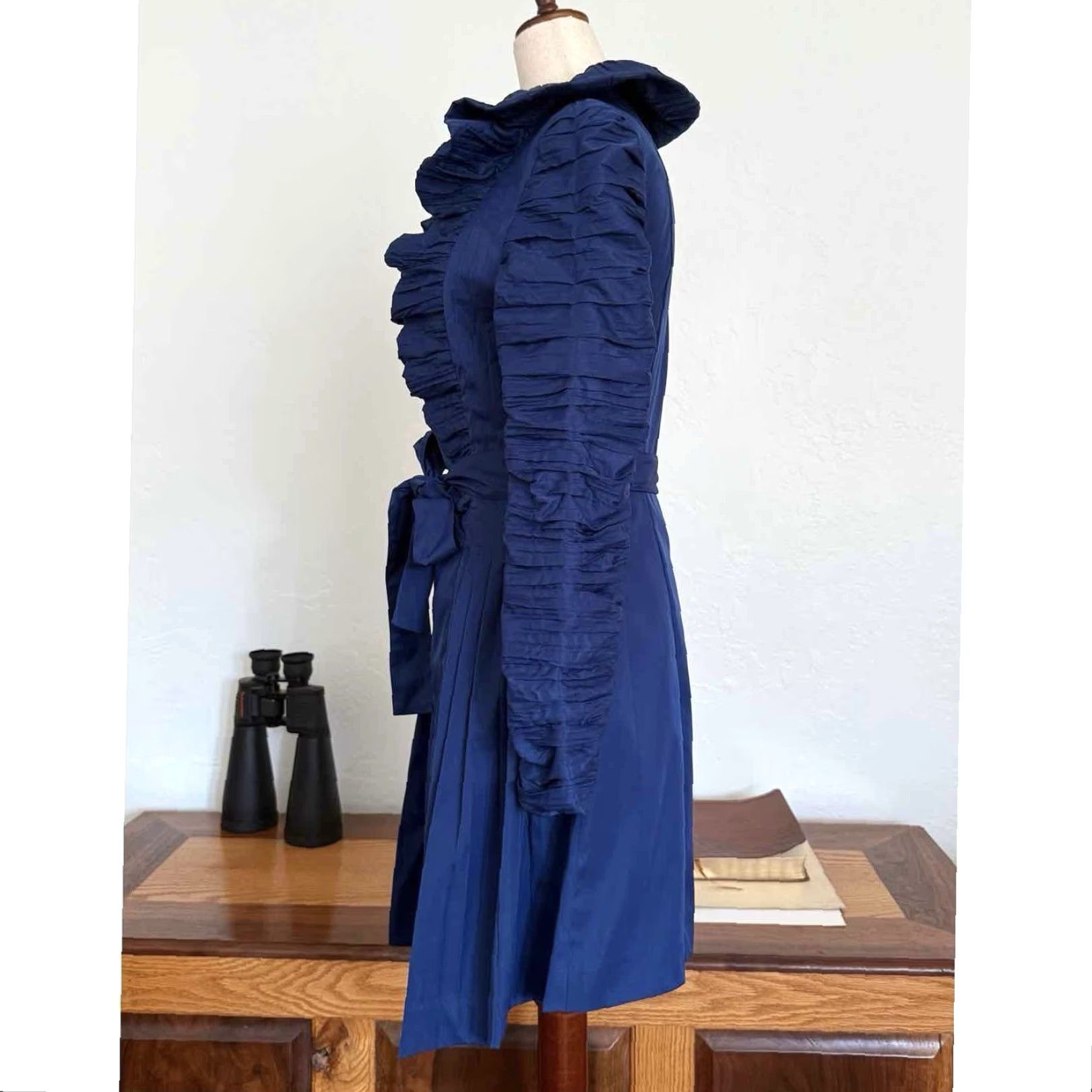 Vintage **Blue Ruched Samuel Dong Full-Zipper XS Dress Jacket** New title: **Blue Ruched Samuel Dong Full-Zipper XS Dress Jacket** Size XS / US 0-2 / IT 36-38 - 5 Thumbnail