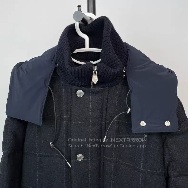 Hermes Hermes Black and Dark Blue Knit Collar Removable Long Cott Size US M / EU 48-50 / 2 - 3 Thumbnail