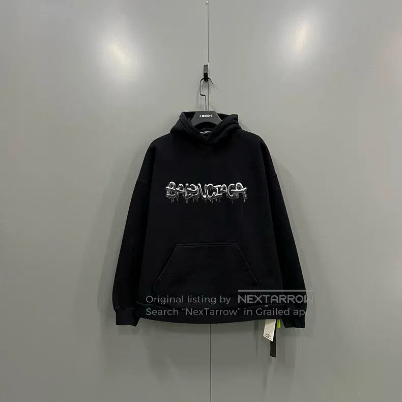 Balenciaga Balenciaga Black Printed Logo Hoodie Size US S / EU 44-46 / 1 - 1 Thumbnail