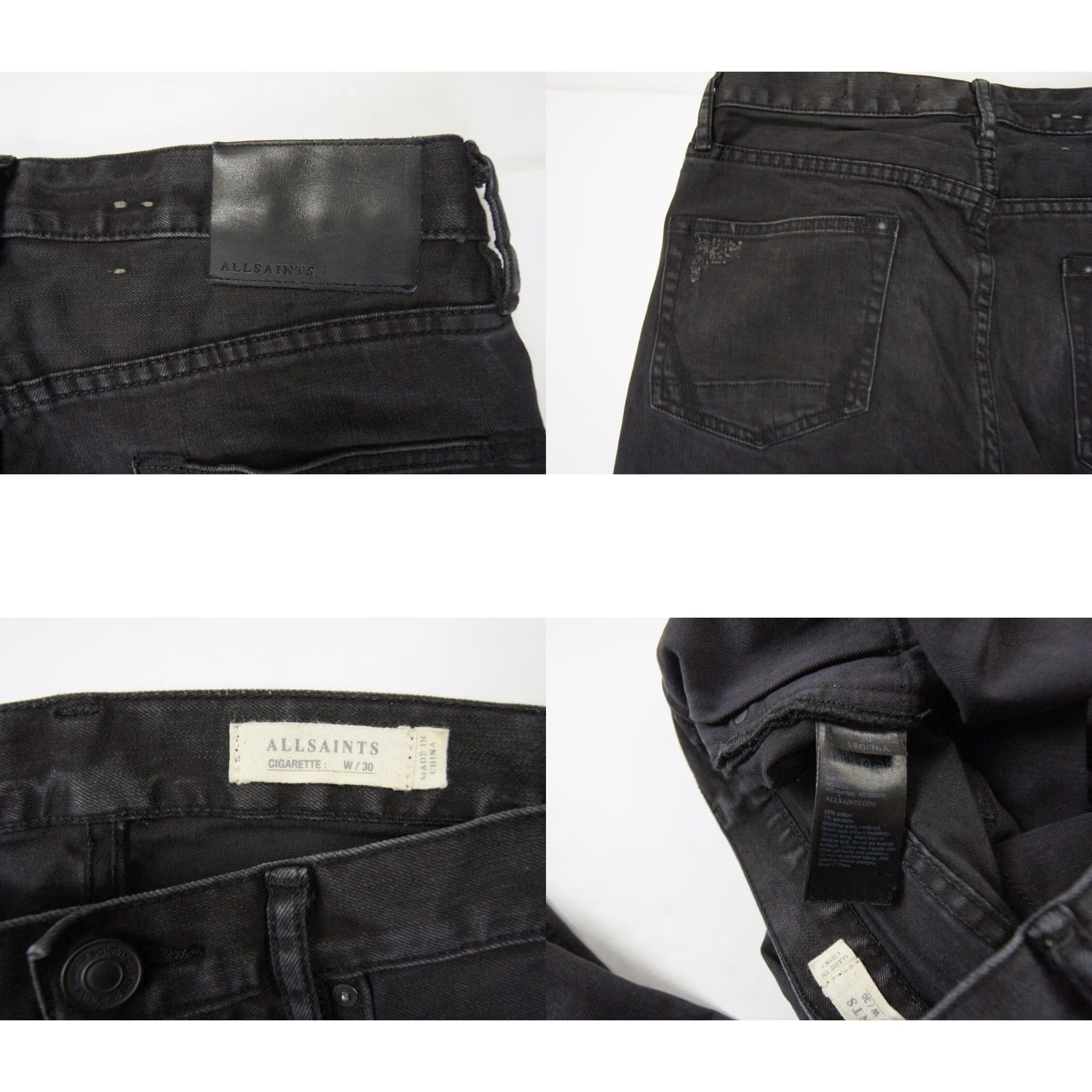 Allsaints VINTAGE AllSaints Men's Skinny Denim Jeans Size 30 Black Stretch Cigarette Pants Size US 30 / EU 46 - 8 Thumbnail