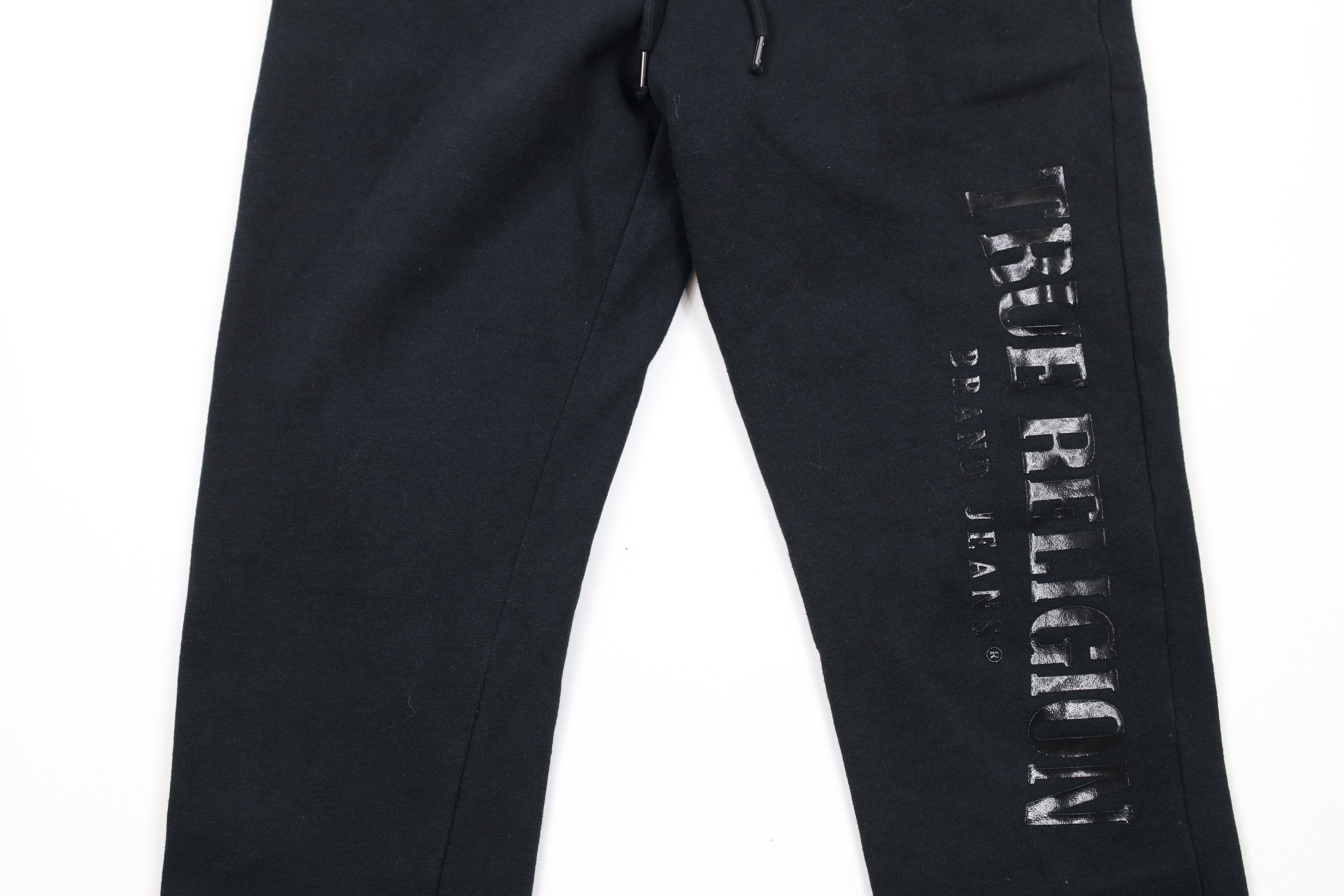 True Religion × Vintage True Religion Spell Out Cuffed Sweatpants Joggers Black Size 30 - 3 Thumbnail