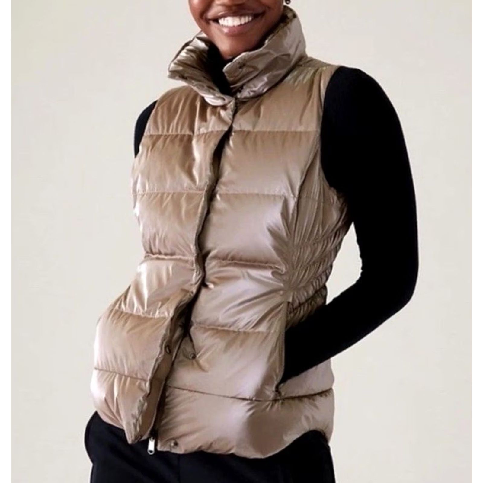 Athleta Athleta Vest Puffer Nylon Down Pyrite Shine Multicolor Women’s M Nightwear? Size M / US 6-8 / IT 42-44 - 2 Thumbnail