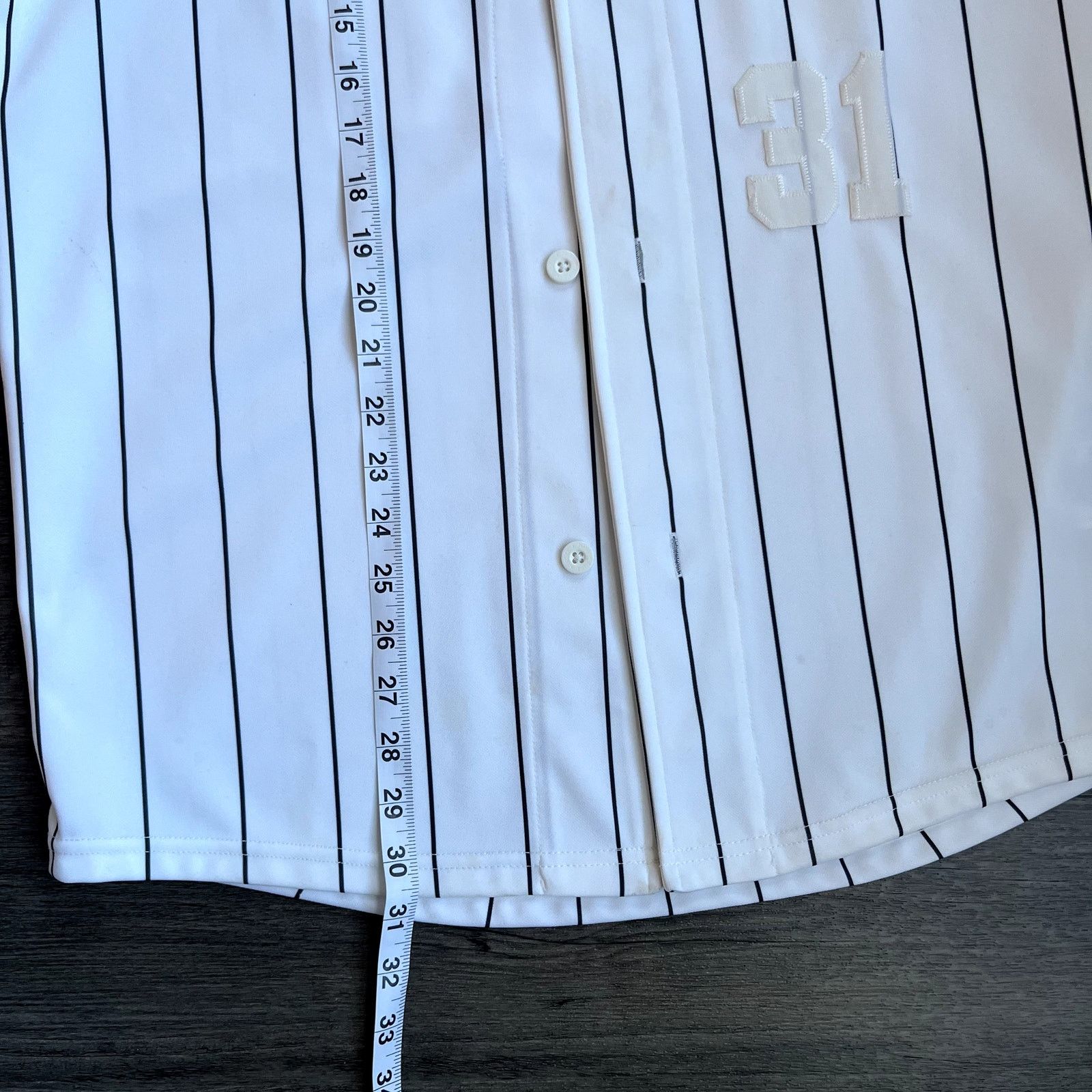 Nike Nike #31 Pinstripe Baseball Jersey White Navy Mens Medium Size US M / EU 48-50 / 2 - 4 Thumbnail