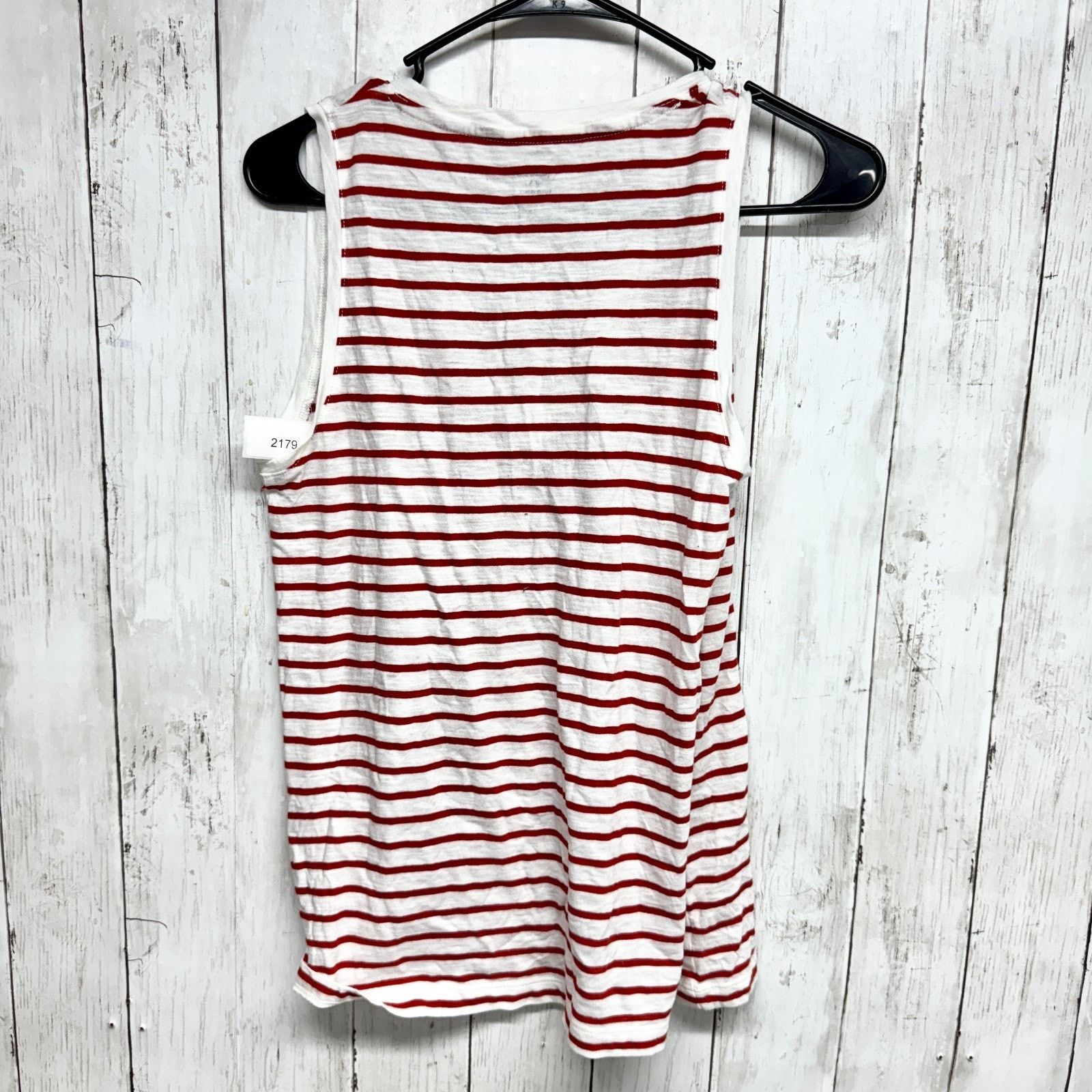 Madewell Madewell Blouse Small VNeck Sleeveless Tank Red White Stripe Size S / US 4 / IT 40 - 7 Thumbnail