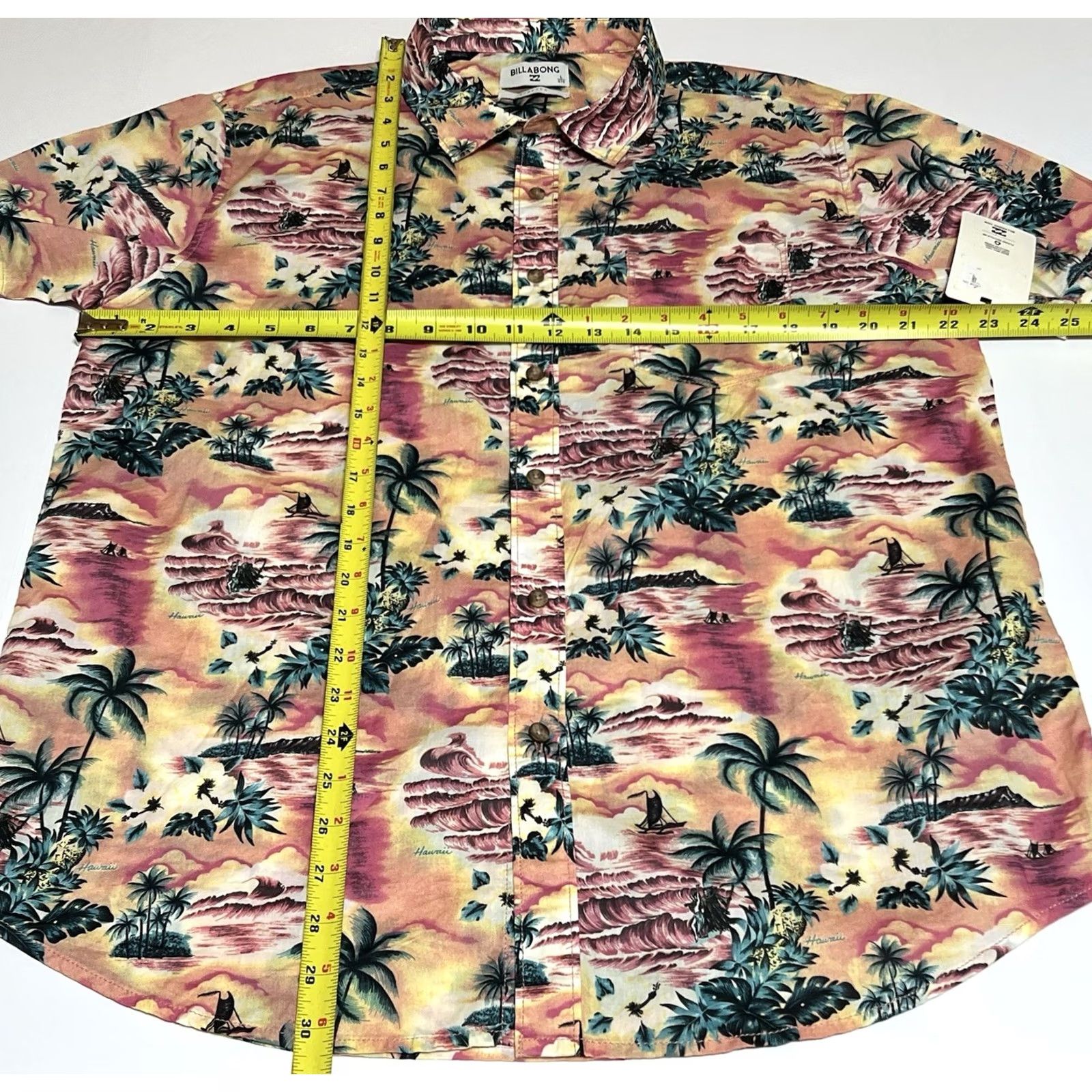Billabong Billabong Mens Button-Up Shirt Short Sleeve Hawaii Surf Print NWT Multicolor Cotton Blend Graphic Print Regular Fit Size US L / EU 52-54 / 3 - 3 Thumbnail