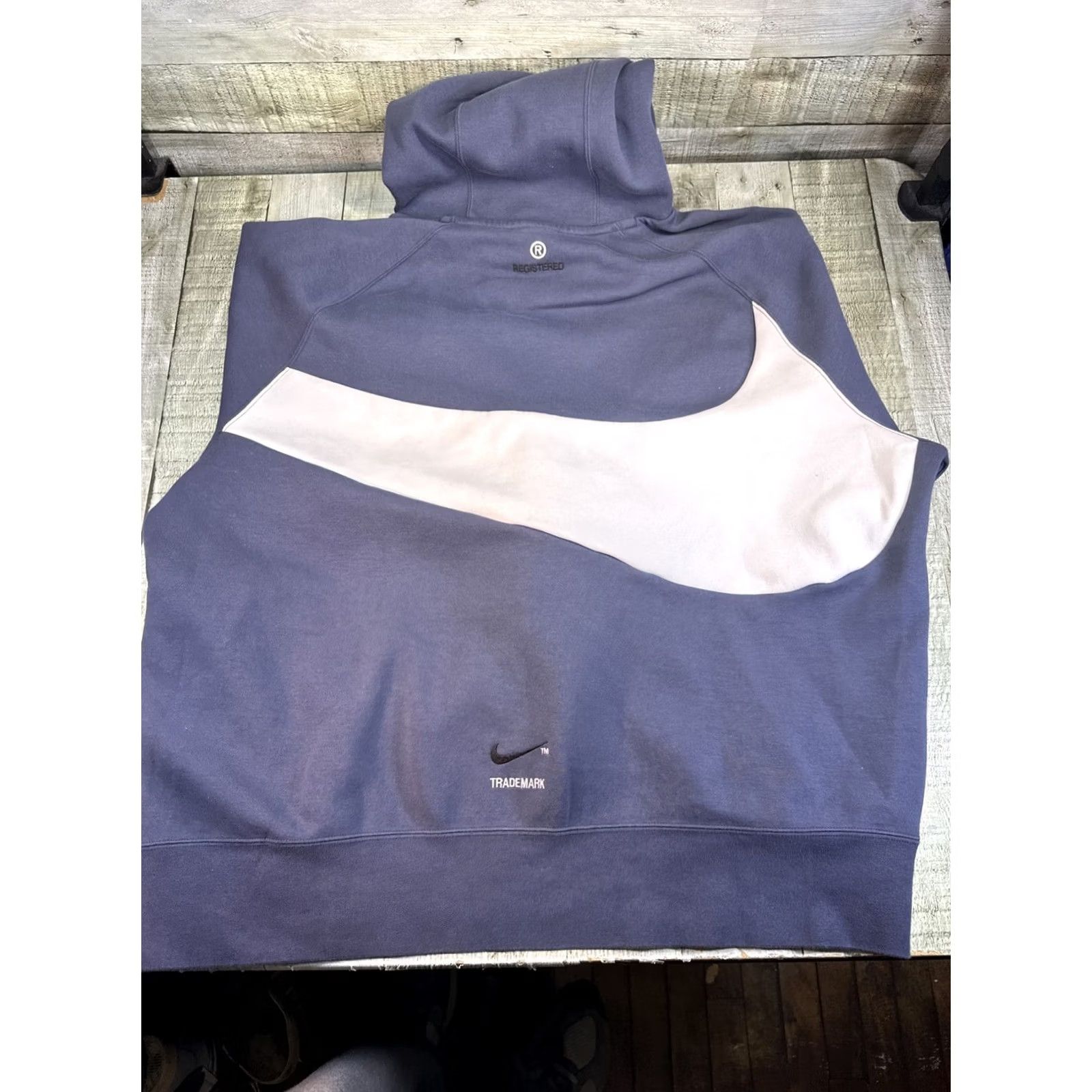 Nike Nike Hoodie Blue Big Swoosh 2XL Mens Pullover Hooded Solid Fleece Pockets Retro VTG Style Size US XXL / EU 58 / 5 - 6 Thumbnail