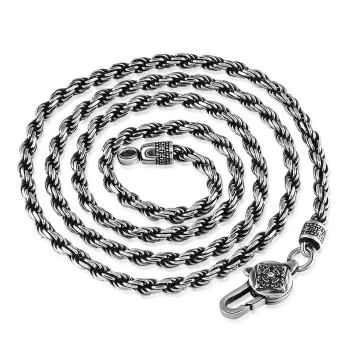 Cuban Link Chain 4mm Round Men's Hemp Rope Necklace Grailed