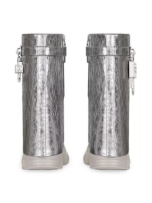Givenchy o1w1db10325 Shark Lock Biker Boots in Silver/Grey Size US 5 / IT 35 - 5 Thumbnail