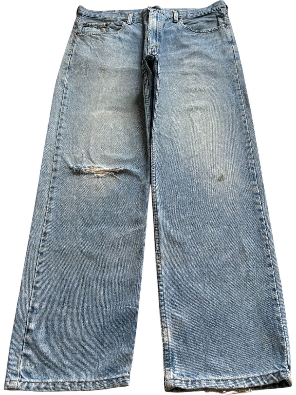 Levi's Vintage 90s Levis 504 Faded Wash Distressed Loose Jeans Size US 35 - 1 Thumbnail