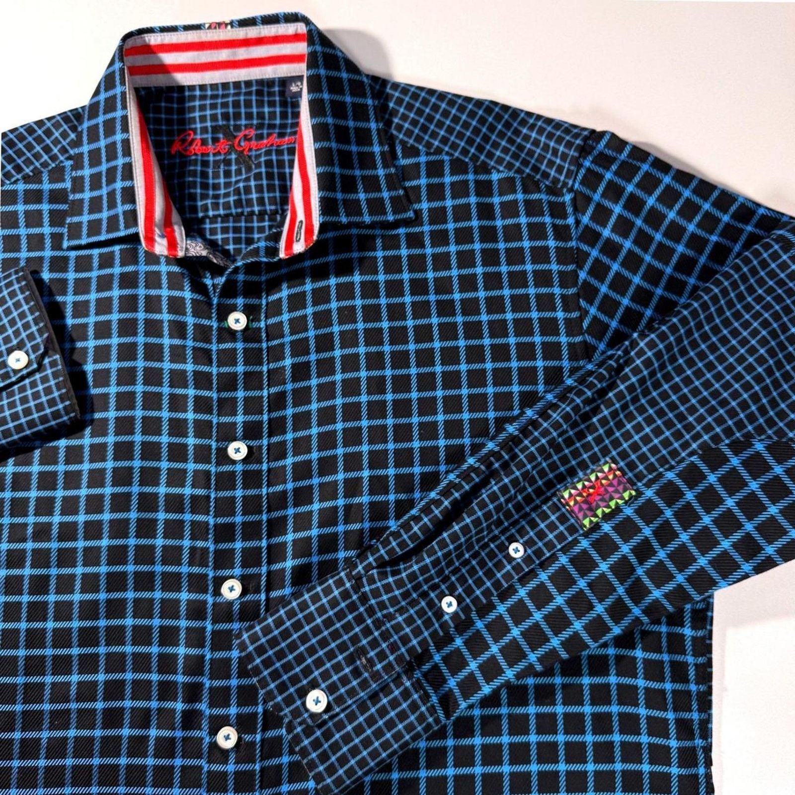 Robert Graham Robert Graham Mens Grid Button Down Shirt Long Sleeve Large Size US L / EU 52-54 / 3 - 6 Thumbnail