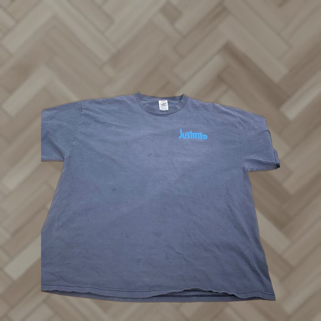 Delta VINTAGE Delta T-Shirt Mens XL Blue 90s Jesus Justified Distress Crew Neck Short Sleeve Midwest 2000-2009 Size US XL / EU 56 / 4 - 1 Thumbnail