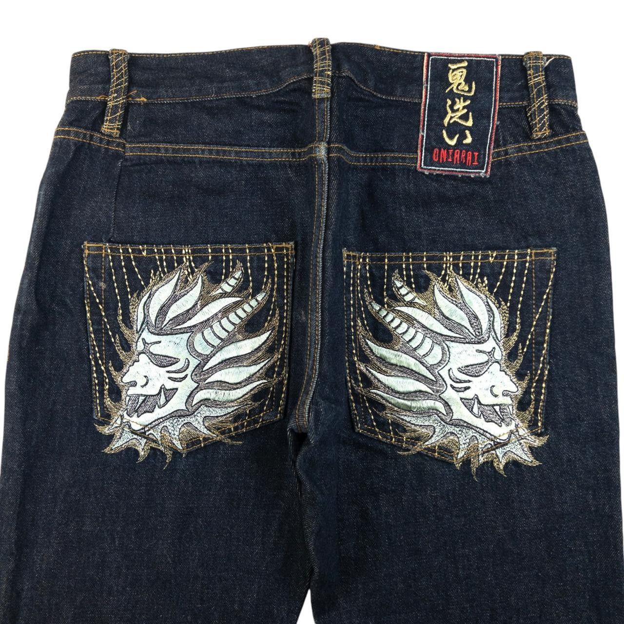 Other Vintage Oniarai Embroidered Devil Japanese Denim Jeans W32 Size US 32 / EU 48 - 1 Thumbnail