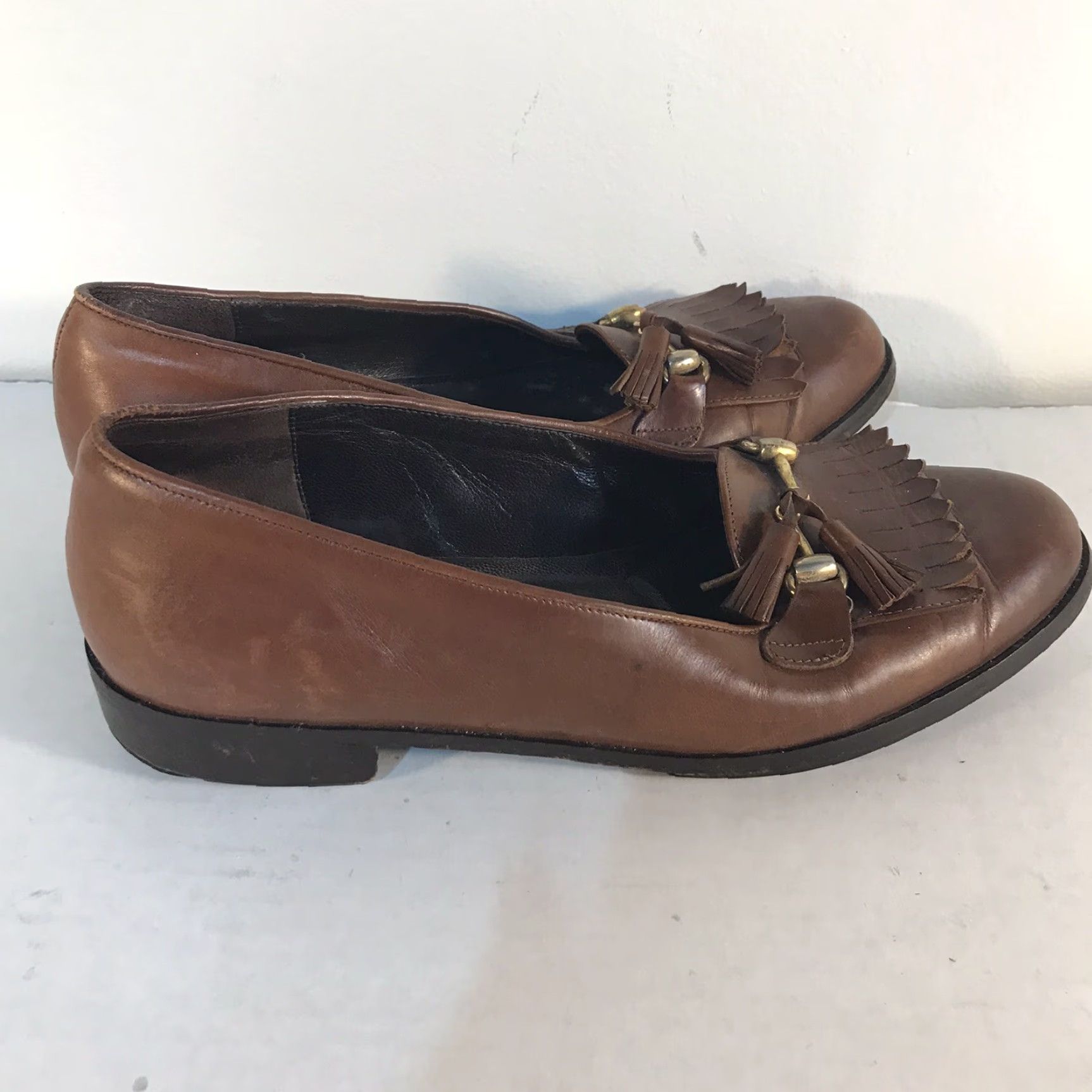 Vintage Almafi Italy Brown Leather Loafers with Tassels Womens Size 7.5B Size US 8 / IT 38 - 4 Thumbnail