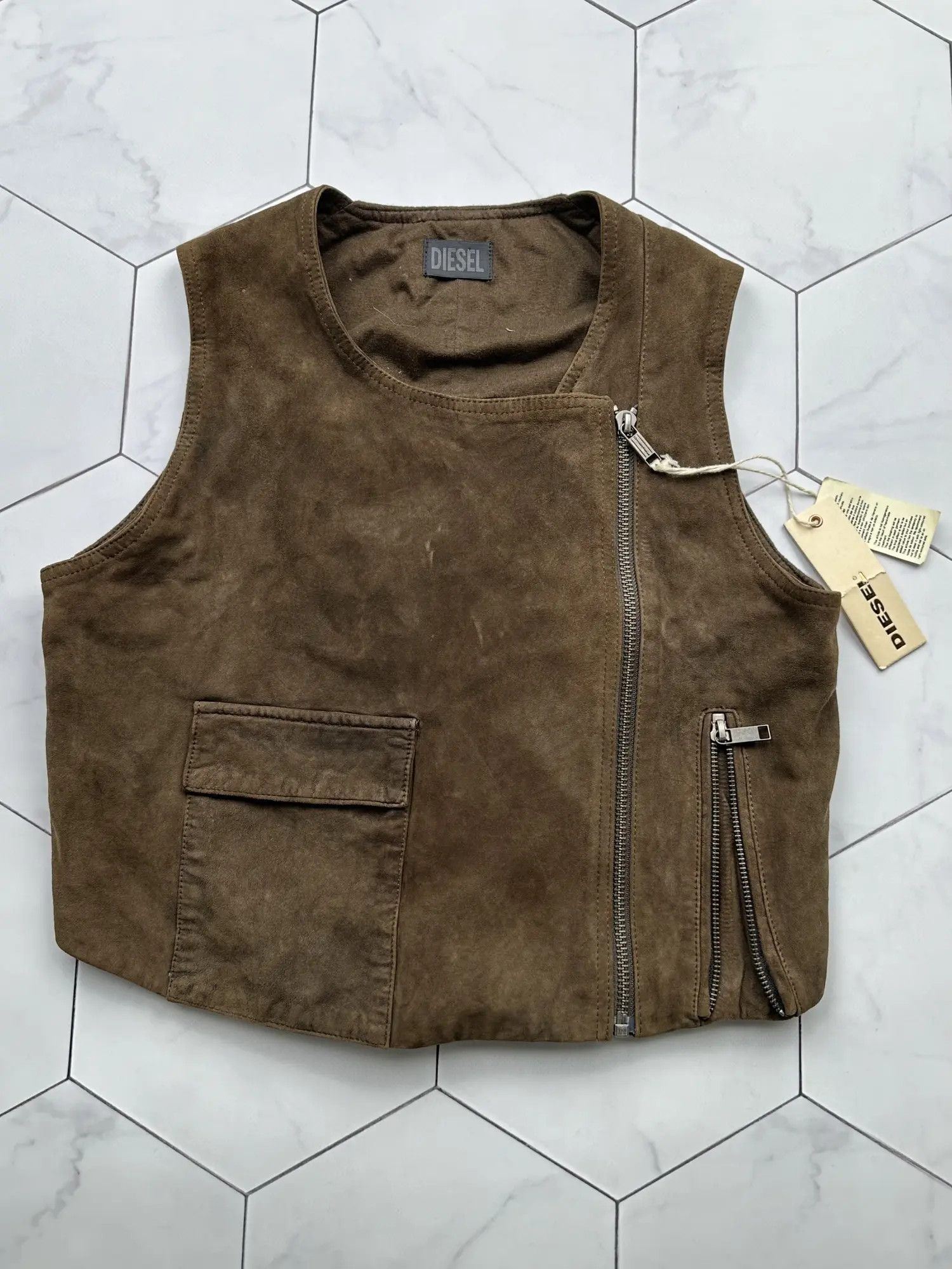 Diesel Diesel Vintage Suede Leather With Zipped Vest (B243) Size S / US 4 / IT 40 - 1 Thumbnail