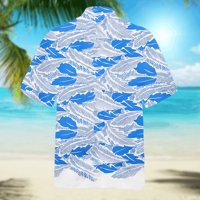 The Unbranded Brand × Vintage Blue Leaf Shirt, Short-sleeved cotton shirt Size US S / EU 44-46 / 1 - 4 Thumbnail