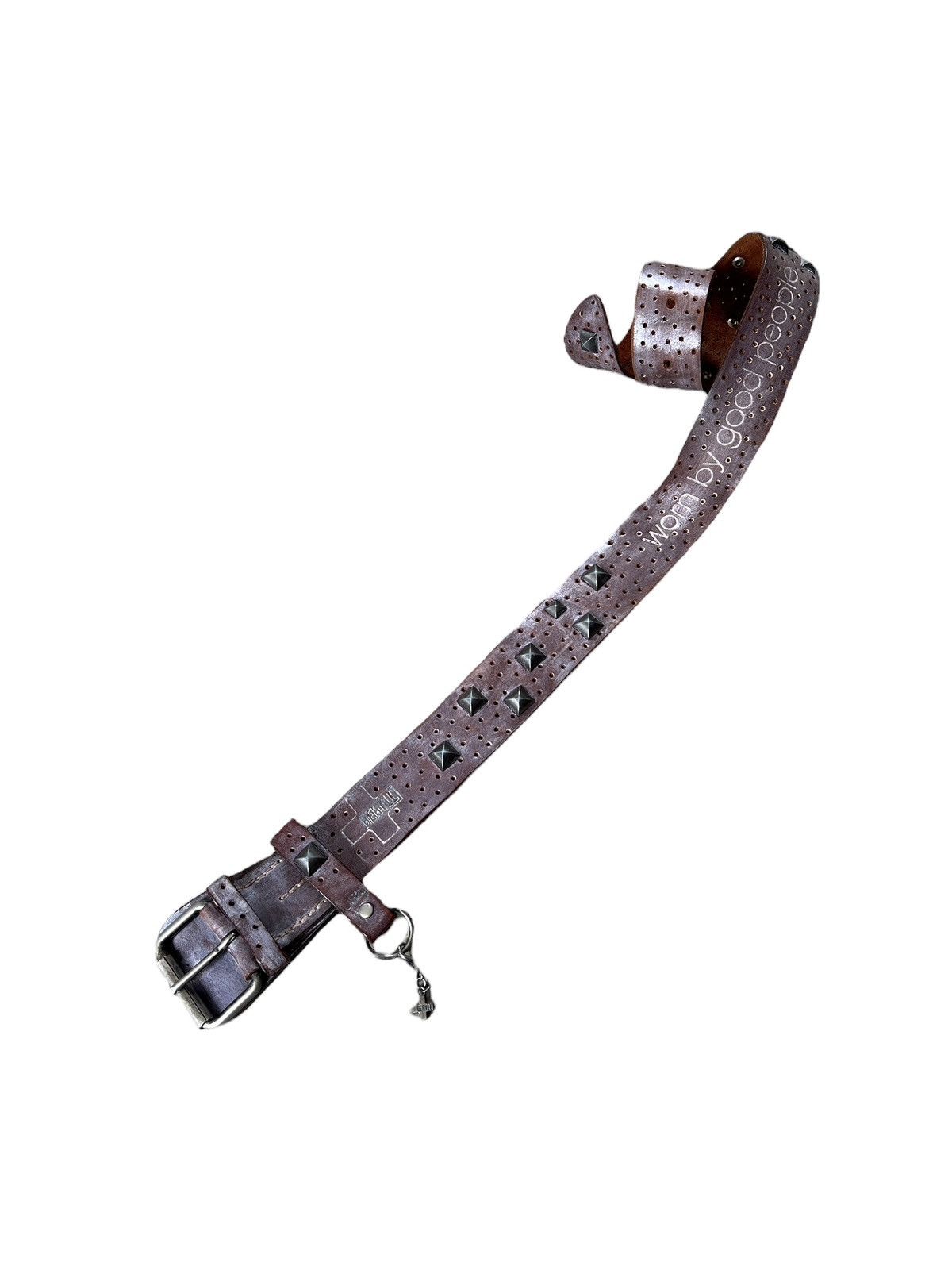 Genuine Leather × Handmade Beryll 🇺🇸 Handcrafted Studded Artisanal Leather Belt Size 34 - 1 Thumbnail