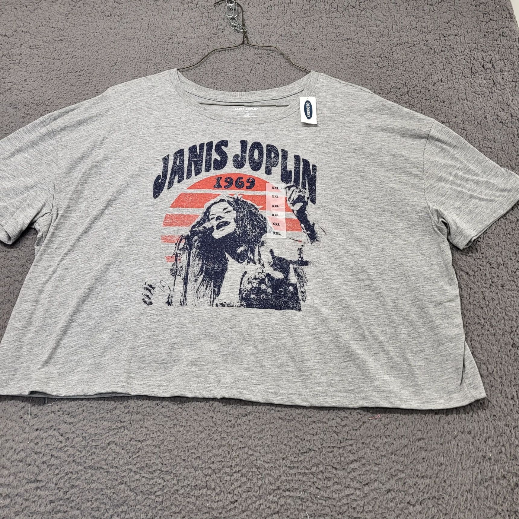 Old Navy VINTAGE Old Navy Janis Joplin TShirt Woman CropTee Gray XXL Graphic Pop Culture Shirt Womens Size XXL / US 16-18 / IT 52-54 - 5 Thumbnail