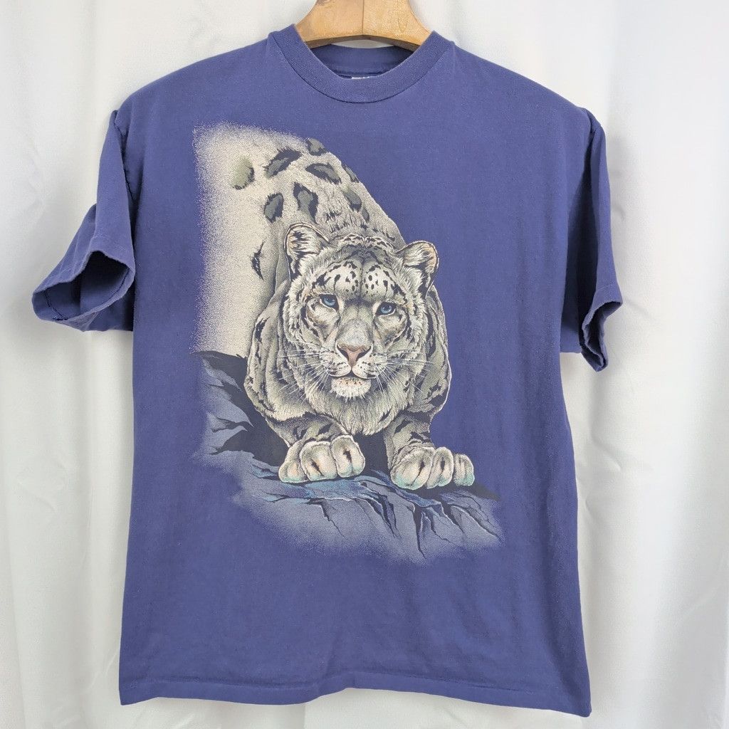 Hanes Vintage Single Stitch USA Made Snow Leopard Purple T-Shirt Size US XL / EU 56 / 4 - 3 Thumbnail