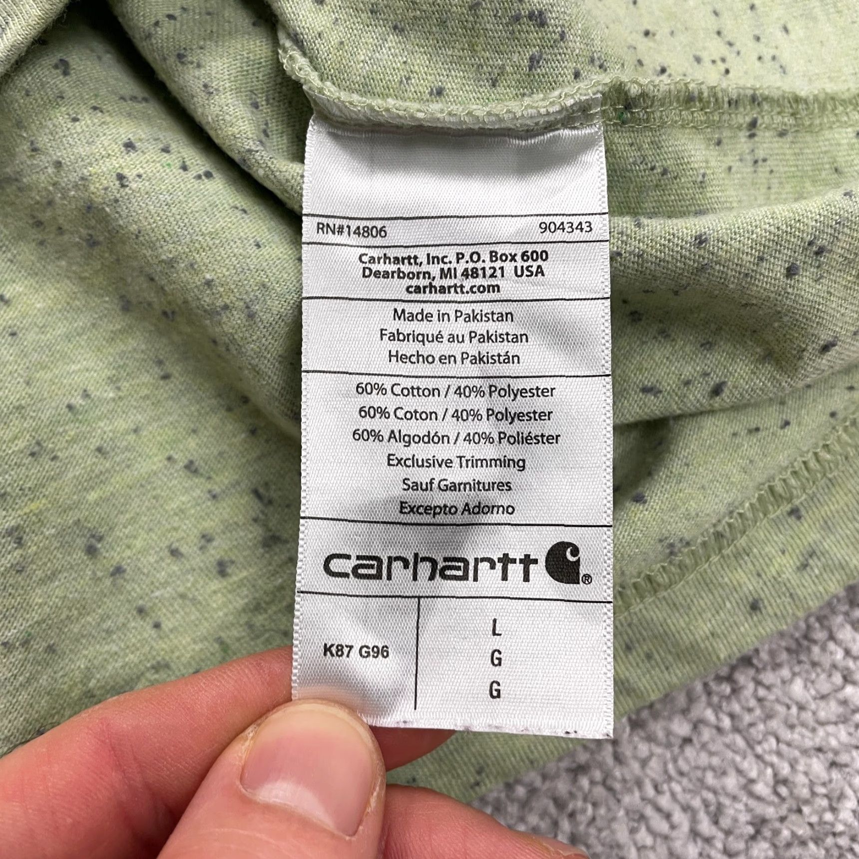 Carhartt VINTAGE Carhartt K87 Loose Fit T-Shirt Mens Large Green Crew Neck Casual Pocket Cotton Size US L / EU 52-54 / 3 - 5 Thumbnail