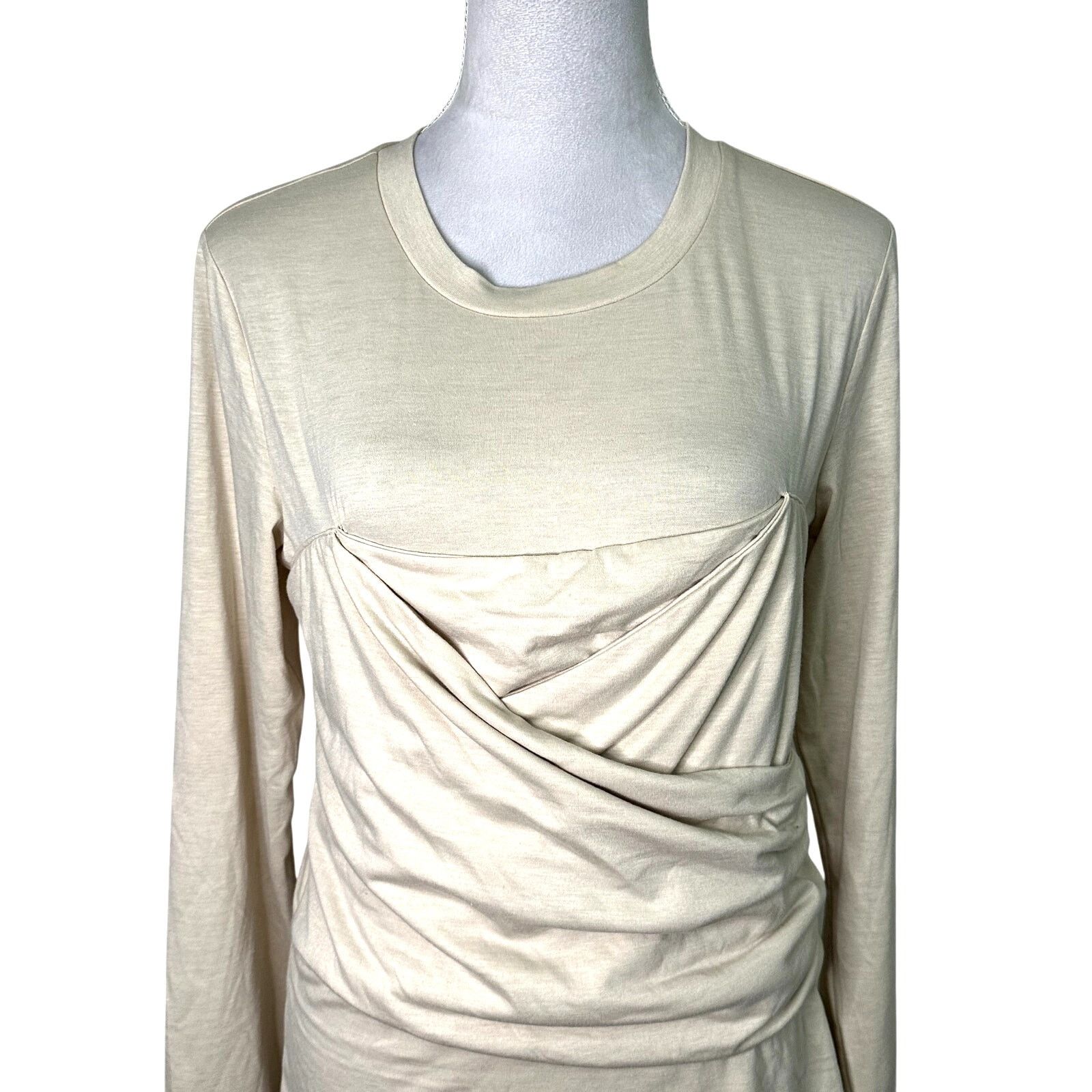 Other Vero Moda Nelly Top Blouse Ruched Long Sleeve Beige XL NWT Size XL / US 12-14 / IT 48-50 - 3 Thumbnail
