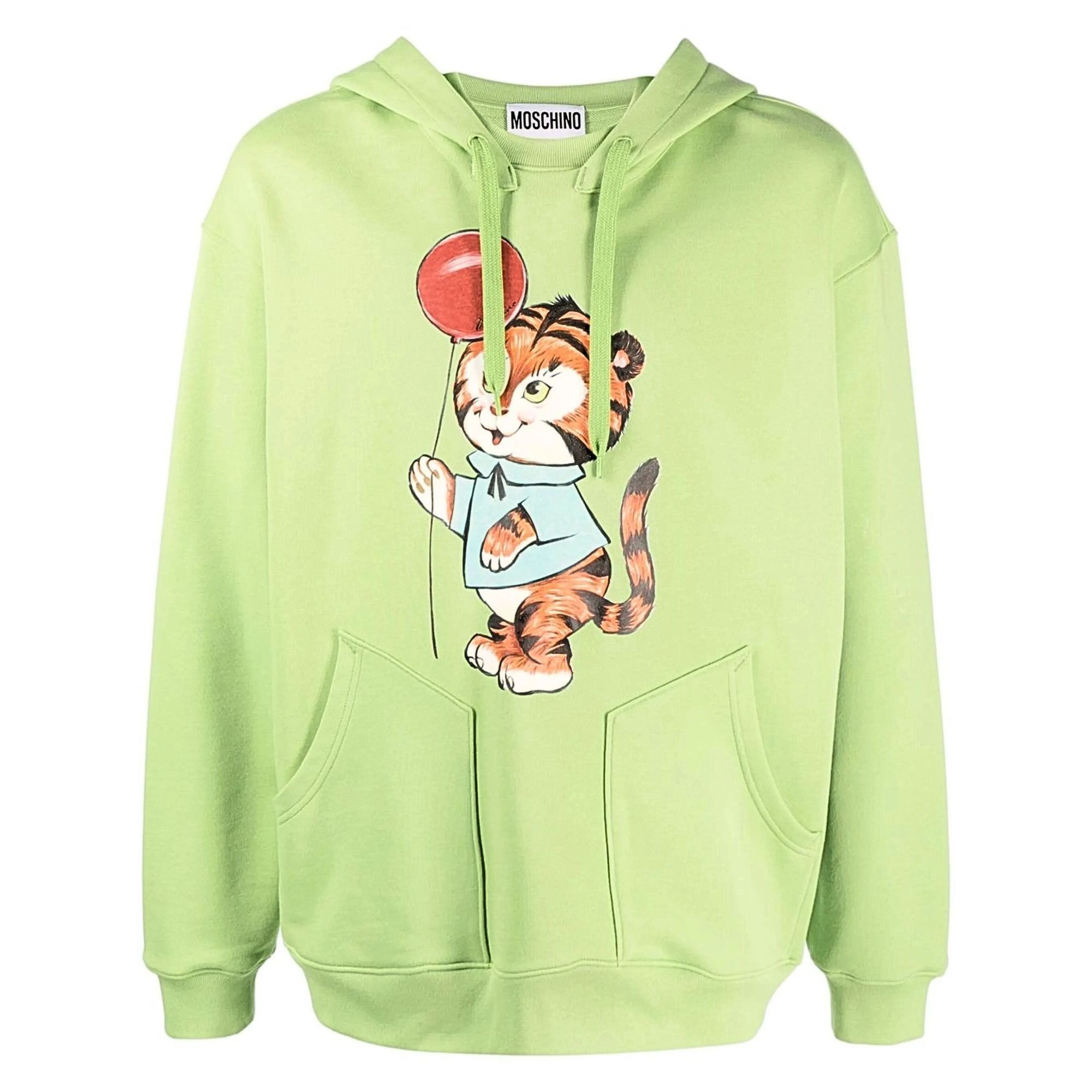 Moschino Moschino Bright Green Tiger Graphic Hoodie With Drawstring Size US L / EU 52-54 / 3 - 1 Thumbnail