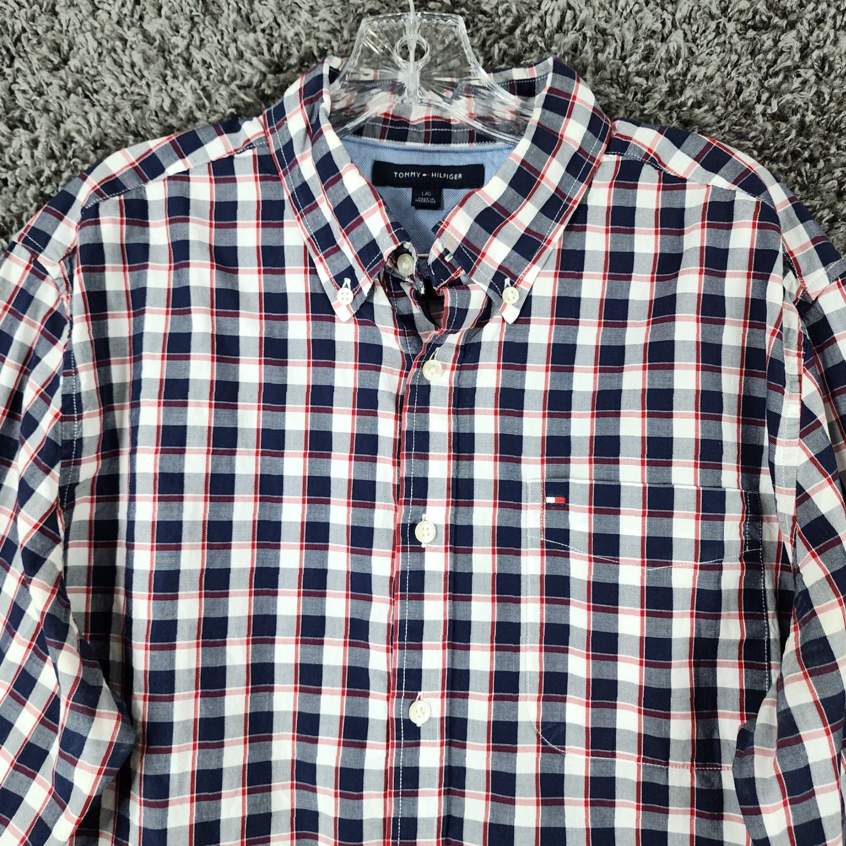 Tommy Hilfiger TOMMY HILFIGER Button-Up Shirt Mens Plaid Long Sleeve Size L Multicolor Blue Red Patterned Shirt Mens BMI Size US L / EU 52-54 / 3 - 3 Thumbnail