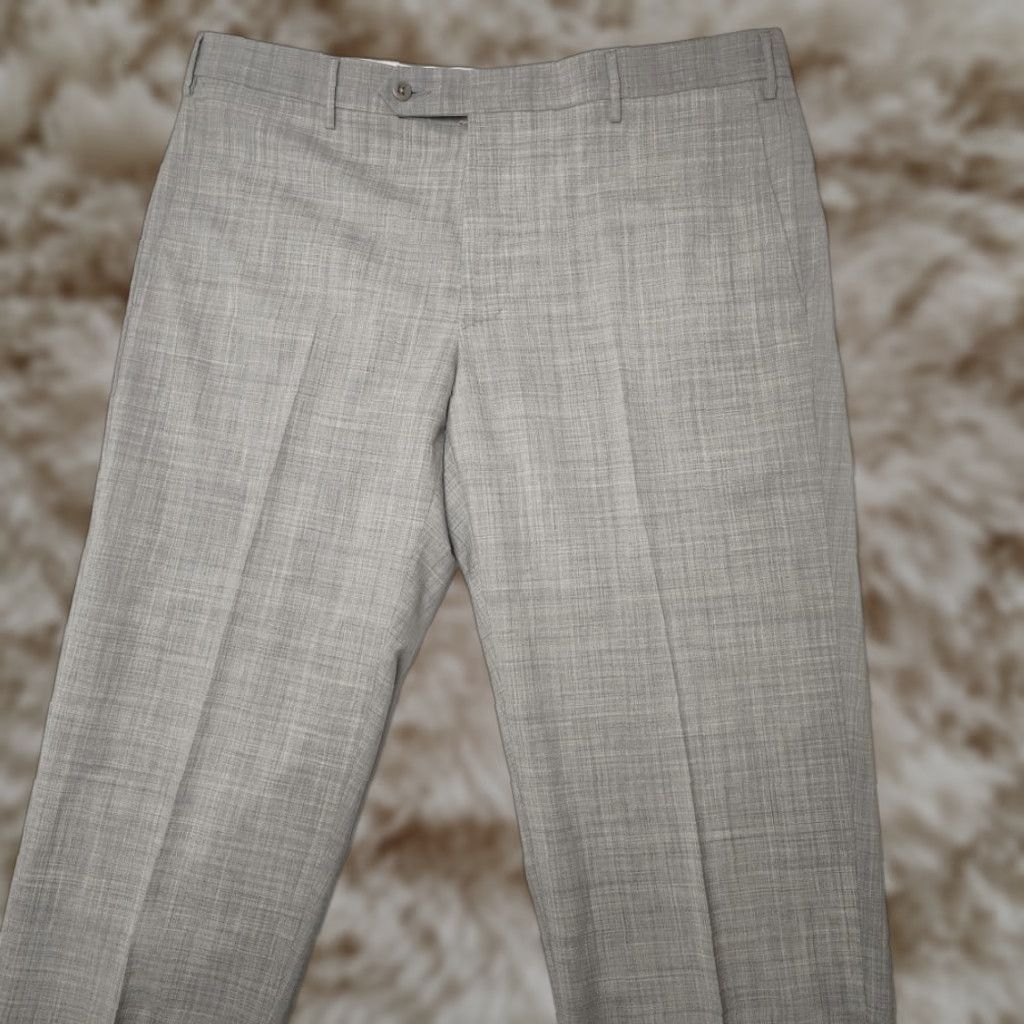 Zanella Pants Mens 36x30 Gray Wool Check Dress Flat Front Stretch Parker Italy