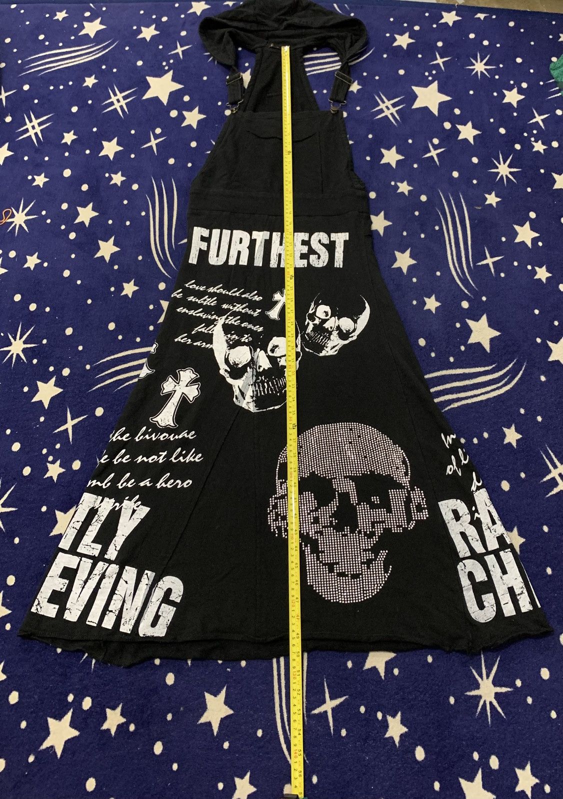 Japanese Brand M.K.R Gothic Skull Print Hooded Overall Dress Size XS / US 0-2 / IT 36-38 - 15 Thumbnail