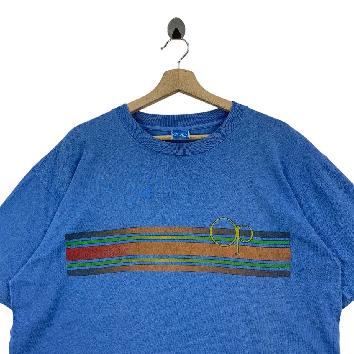Ocean Pacific OCEAN PACIFIC Surfwear stripe printed blue tee Size US L / EU 52-54 / 3 - 3 Thumbnail