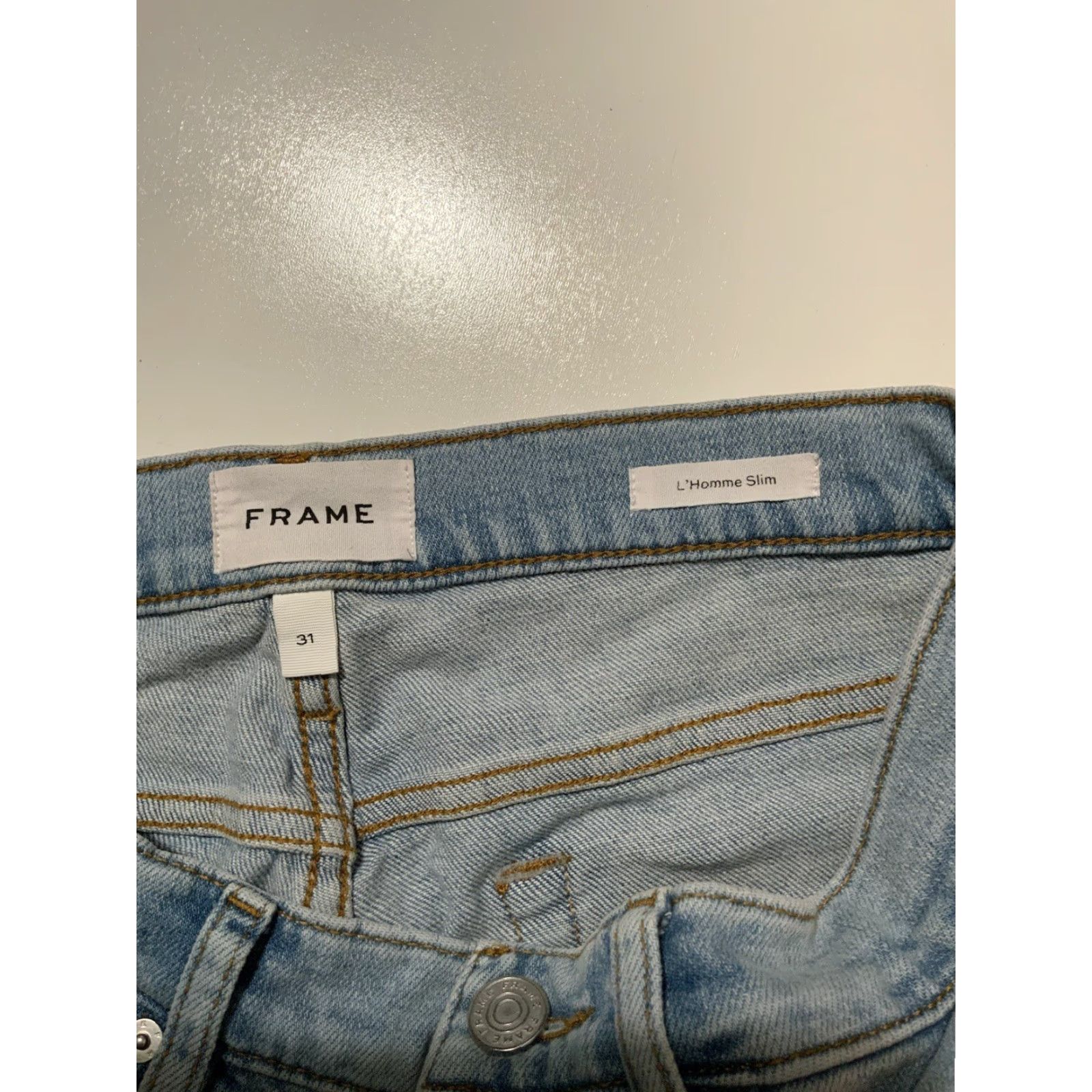 Frame VINTAGE FRAME L’Homme Slim Finn Signature Straight Leg Jeans Men 31 Blue Denim Slimming 33in Inseam Mens Size US 31 - 6 Thumbnail