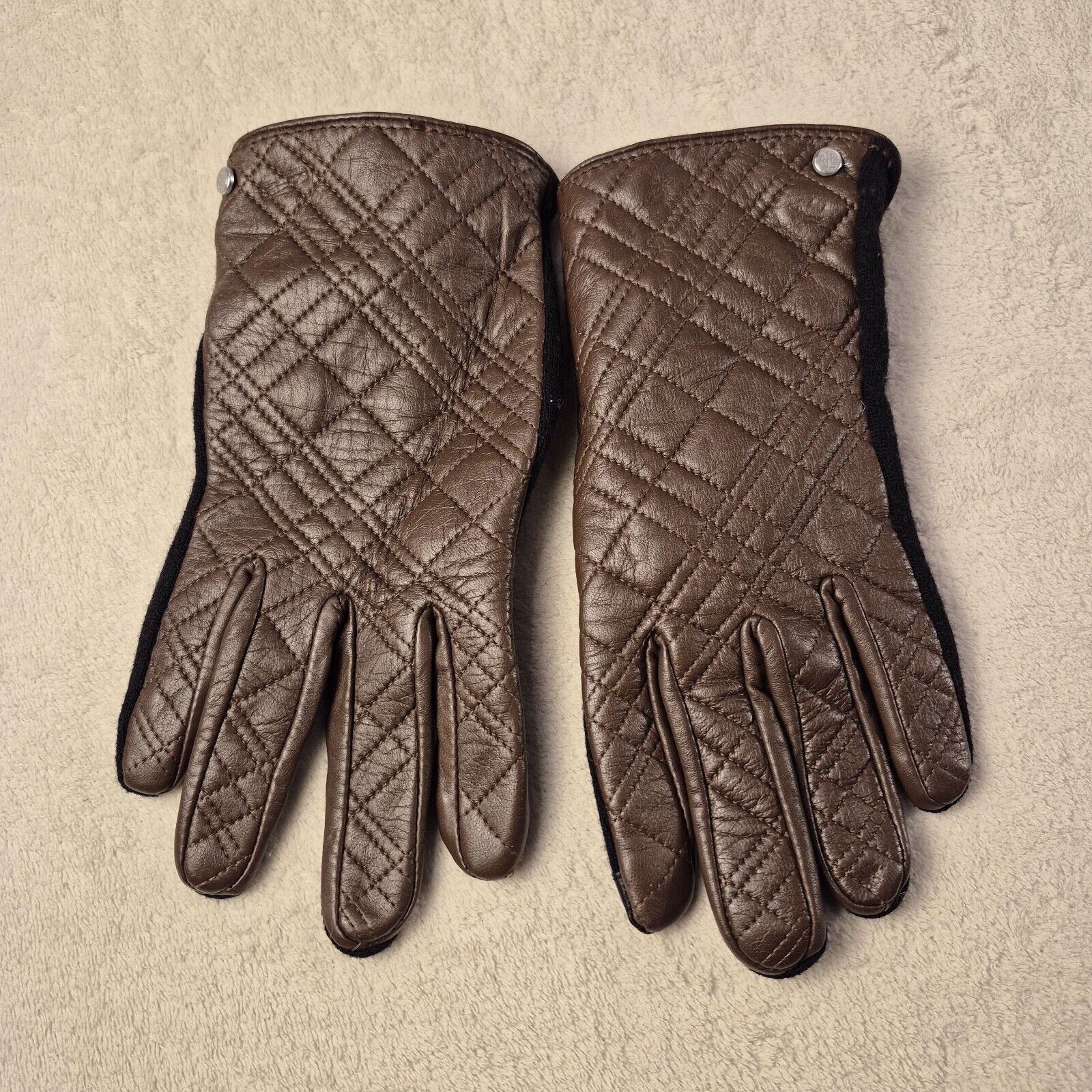 Polo Ralph Lauren Polo Ralph Lauren Women's Brown Sheepskin Quilted Gloves L Size ONE SIZE - 1 Thumbnail