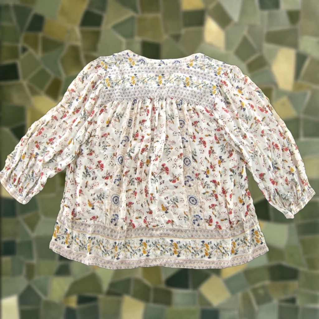 Lucky Brand Lucky Brand Blouse Tunic 1X Adult Womens Floral 3/4 Sleeve V-Neck Rayon Pink Paisley Summer Spring Fall All Seasons Size XL / US 12-14 / IT 48-50 - 1 Thumbnail
