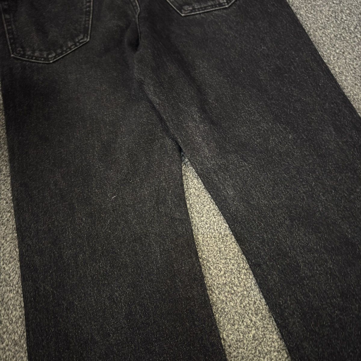 If Six Was Nine Flared Long Piece Worker Black Wash Denim Jeans Size US 29 - 7 Thumbnail