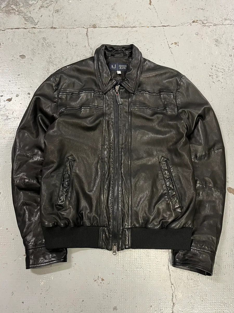 Armani Armani Black Leather Bomber Jacket Size US M / EU 48-50 / 2 - 4 Thumbnail