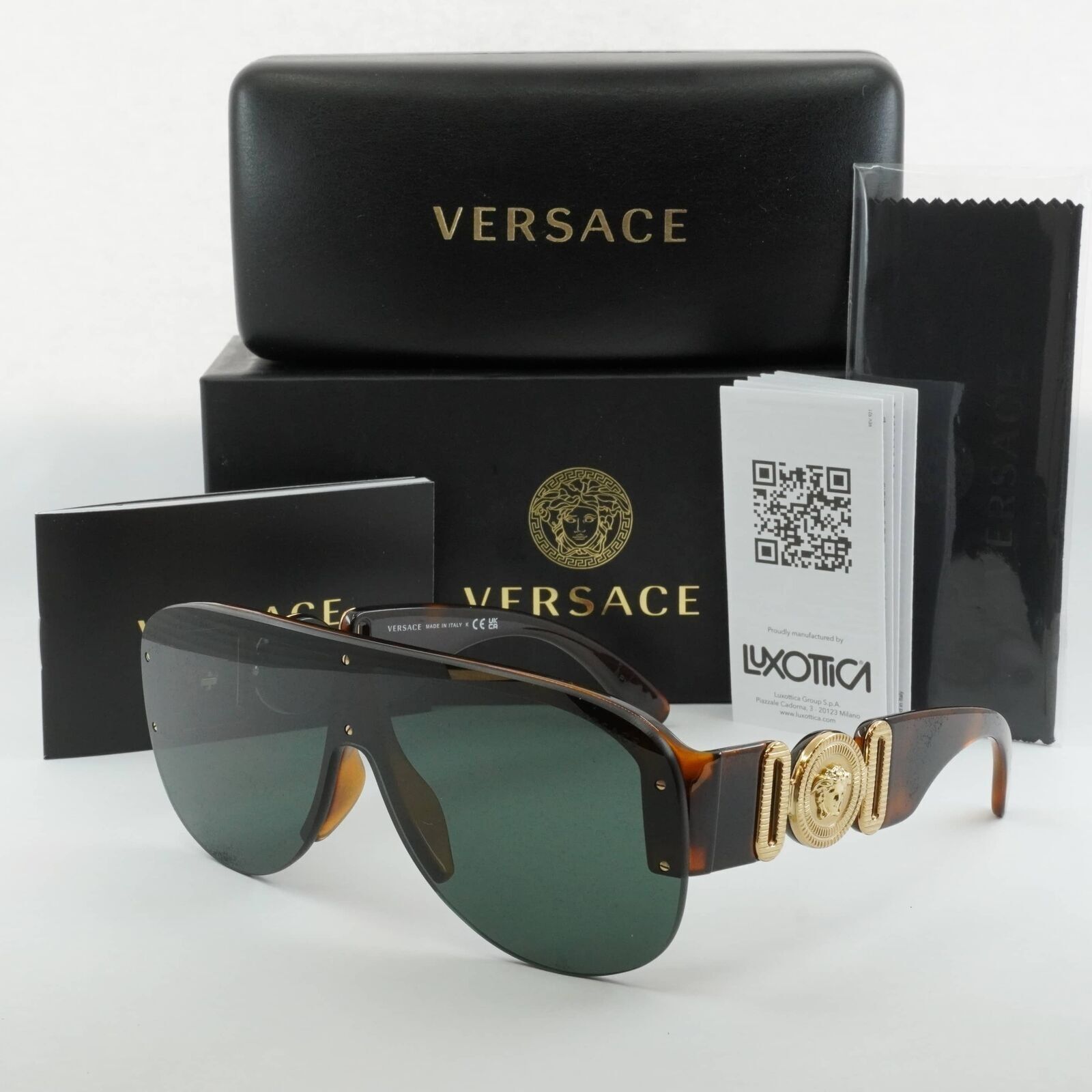 image of New Versace Ve4391 - 531771 Biggie Pilot Sunglasses in Havana, Men's