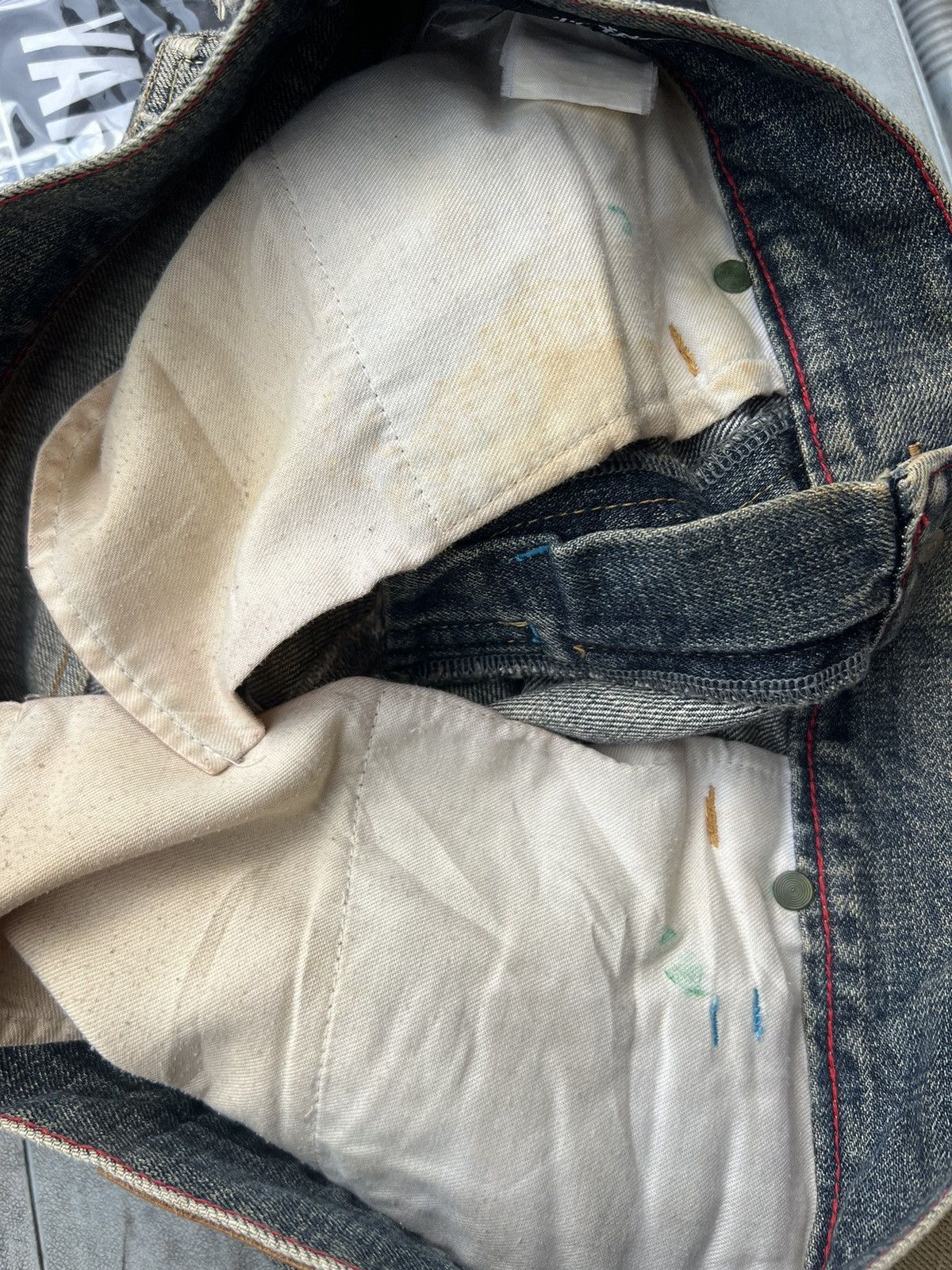 Vintage Vintage Tornado Mart Japan Distress Mud Denim Flare Jeans Size US 31 - 24 Thumbnail