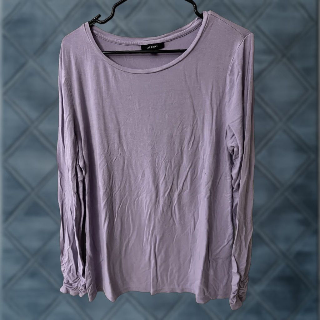 Alfani VINTAGE Alfani Women Long Sleeve T-Shirt Purple Solid XL Square Neck Shirt Women 90s? (adjust: There is no explicit decade; avoid guessing) Size XL / US 12-14 / IT 48-50 - 1 Thumbnail