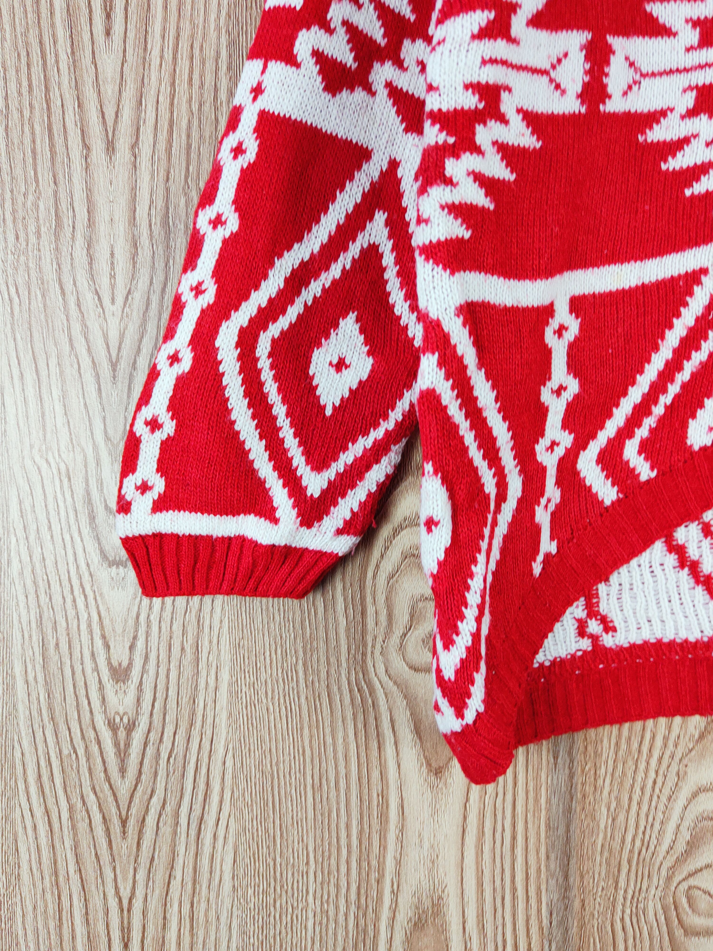 Japanese Brand Japan navajo art Red White Knitwear Sweatshirts #W554 Size US S / EU 44-46 / 1 - 4 Thumbnail