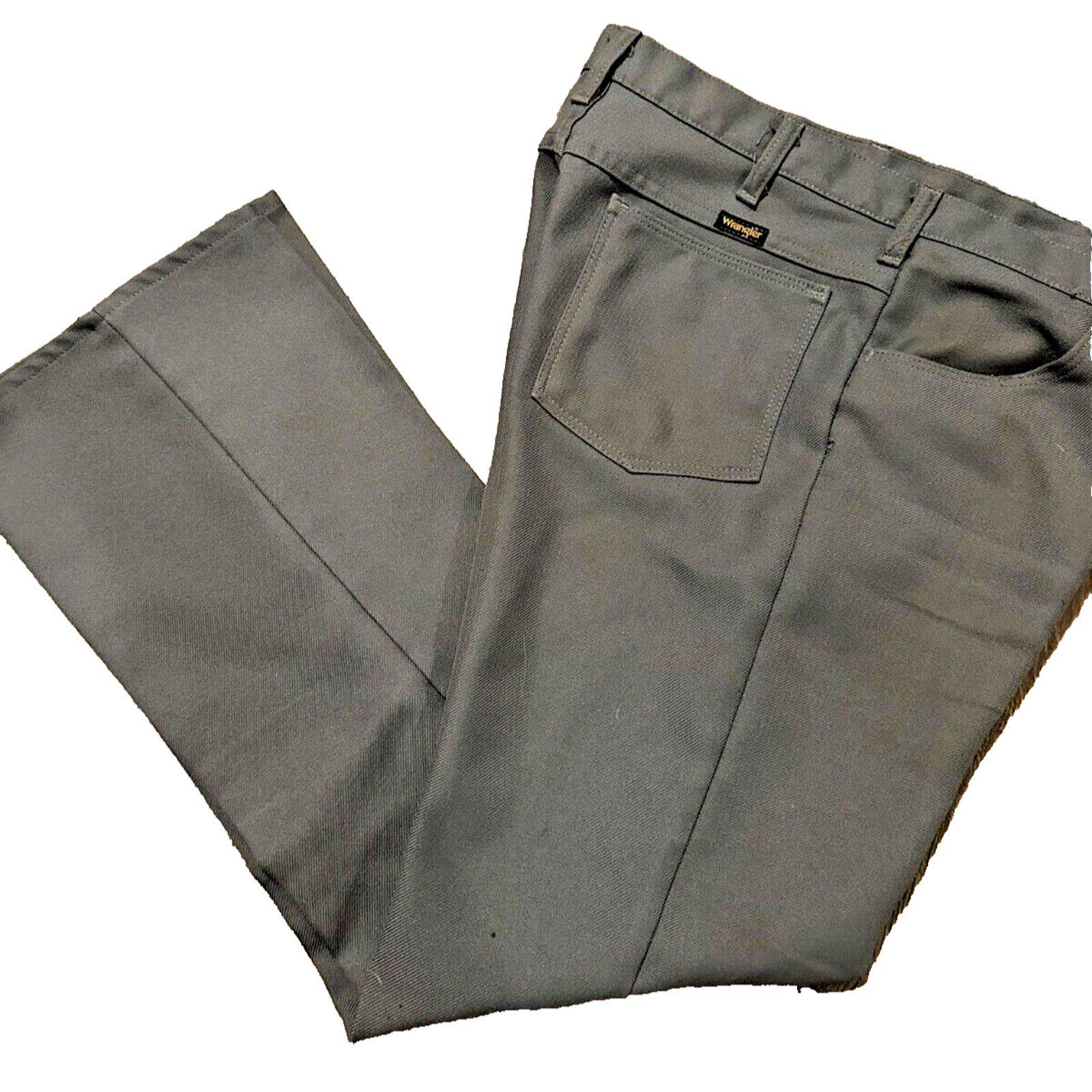 Wrangler Vintage 90s Polyester Wrangler Old School Khakis Gray 33x30 Size US 33 - 1 Thumbnail