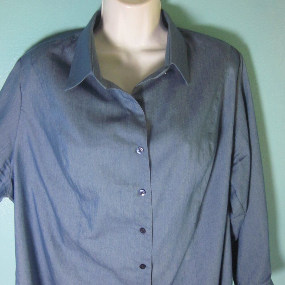 Marni Margi Kent Womans Button Front Denim Blue Casual Button Up Shirt XL 51" Bust Size XL / US 12-14 / IT 48-50 - 9 Thumbnail